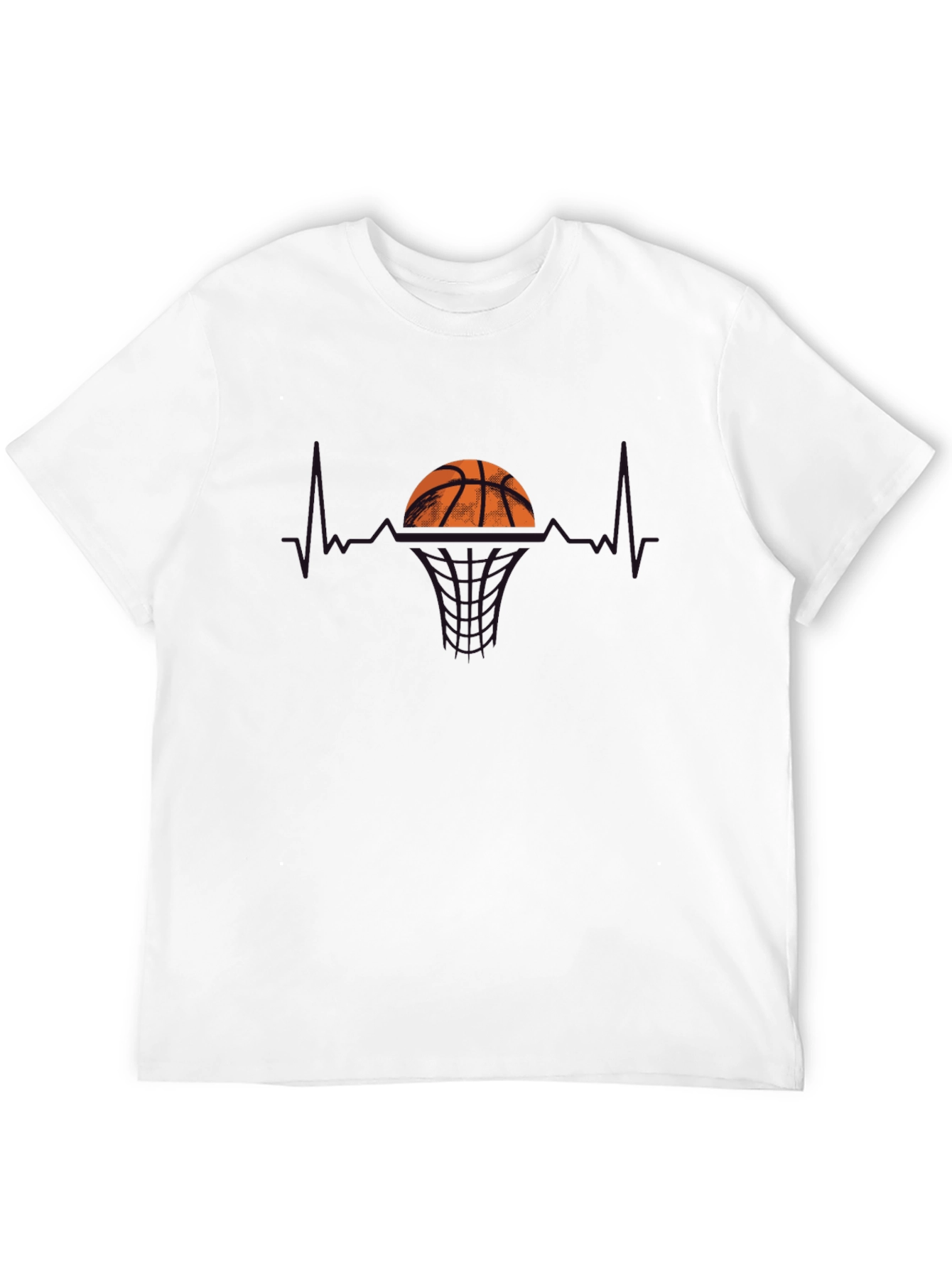 Basketball Heartbeat Graphic T-Shirt - Black