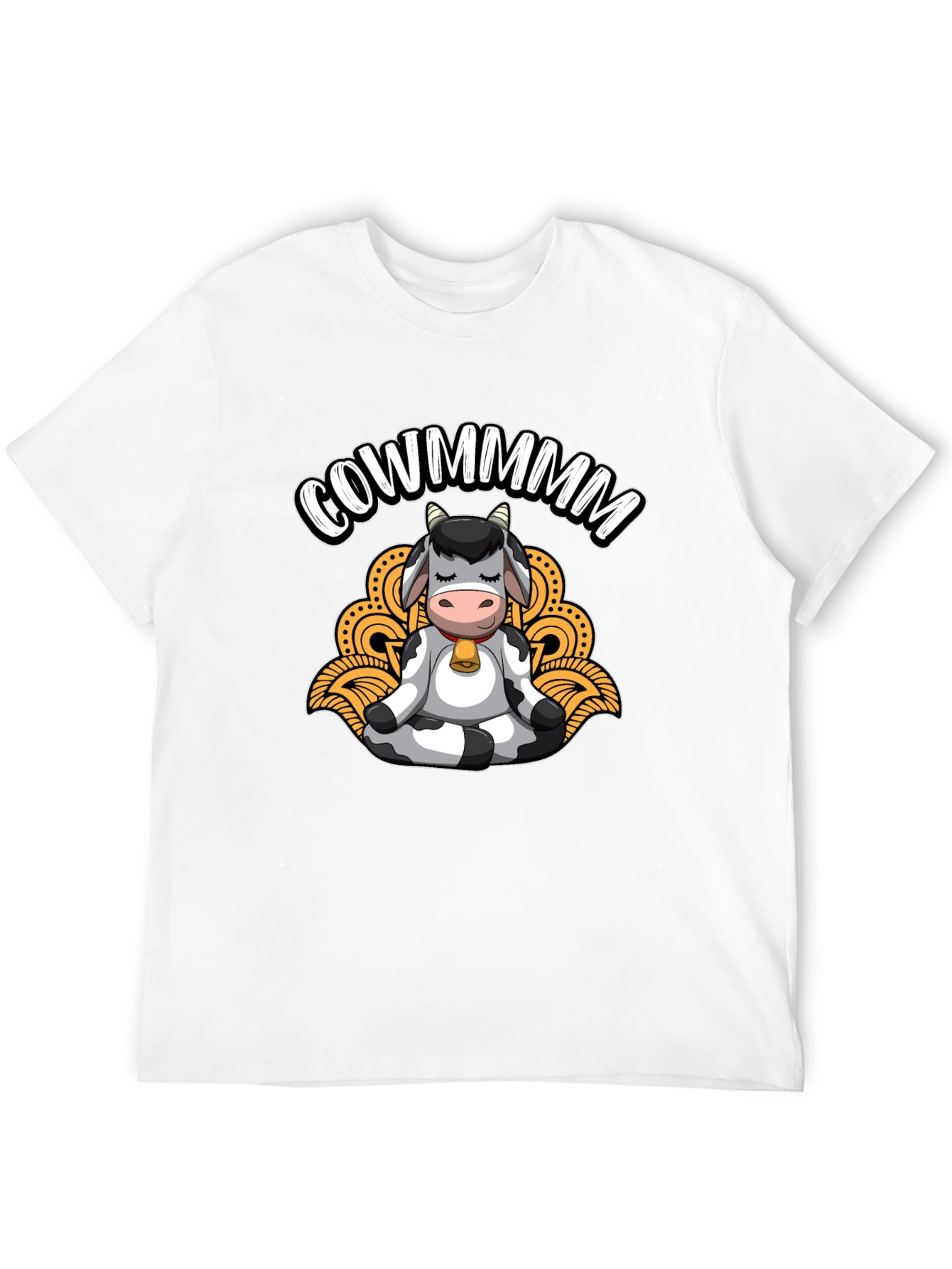 Meditating Cow Black T-Shirt - Funny Cowmmm Design