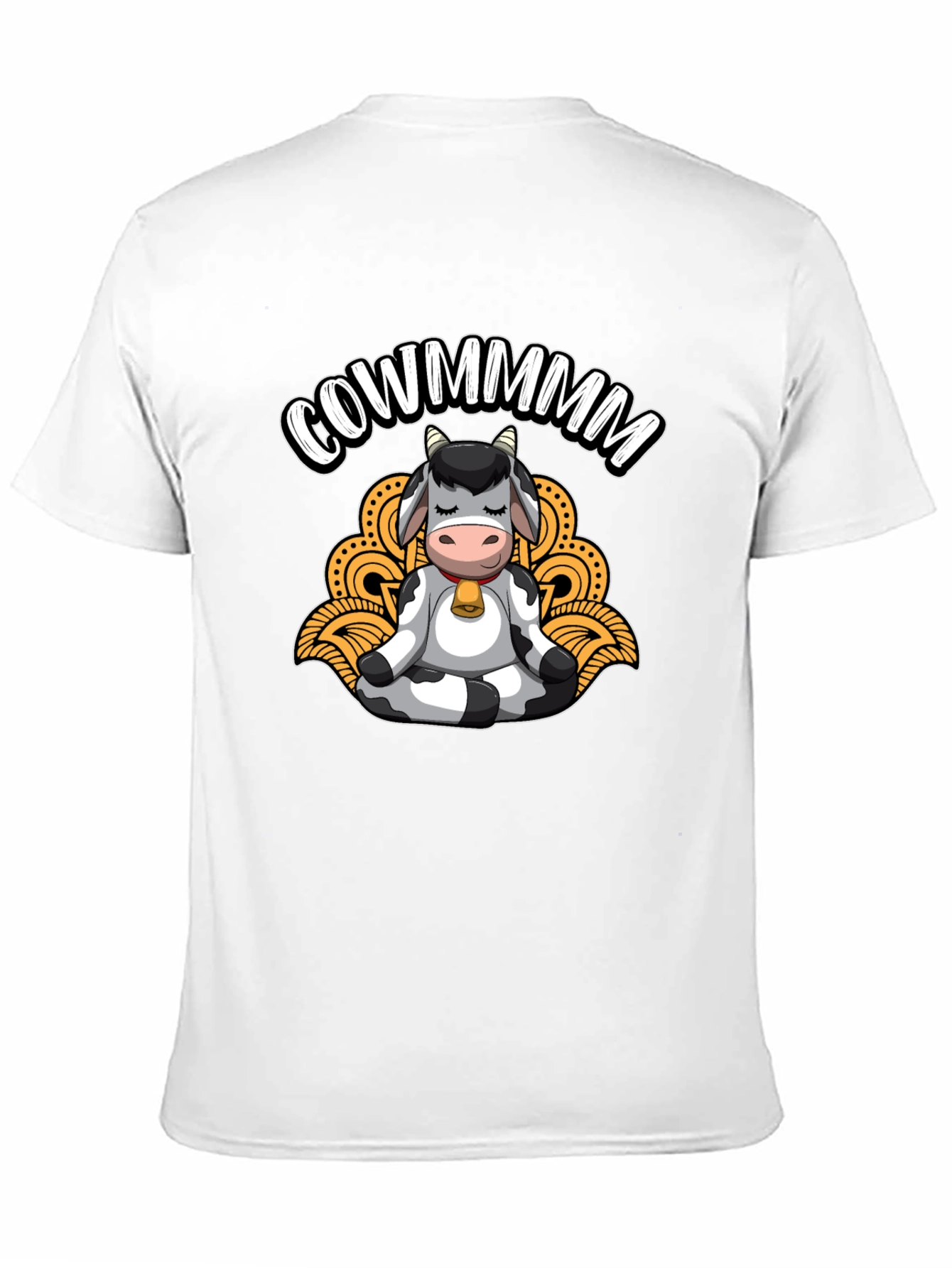 Meditating Cow Black T-Shirt - Funny Cowmmm Design