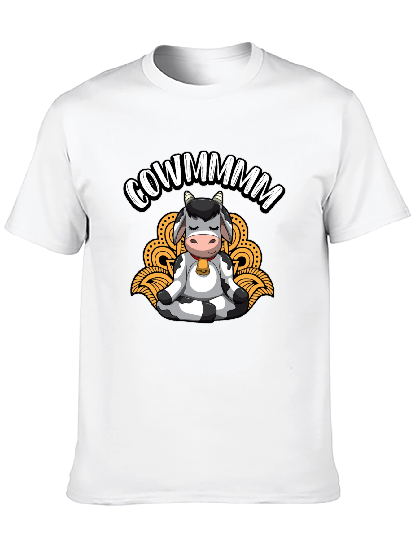 Meditating Cow Black T-Shirt - Funny Cowmmm Design
