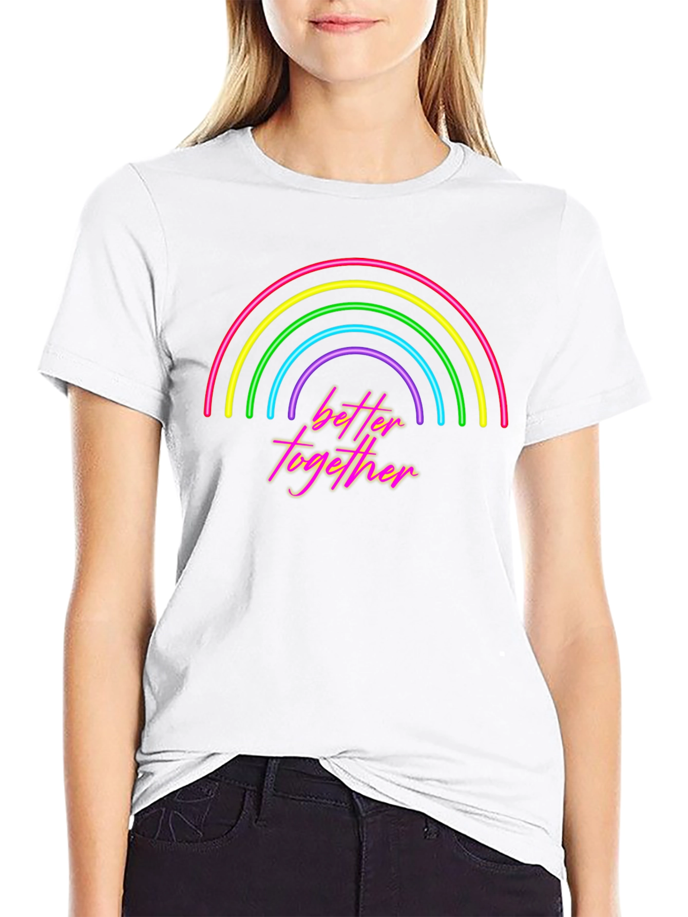 Better Together Rainbow Graphic Tee - Black