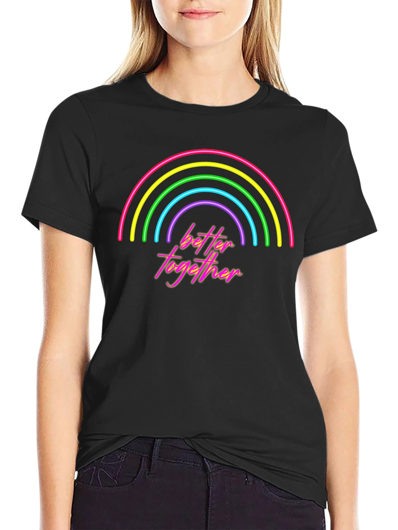Better Together Rainbow Graphic Tee - Black
