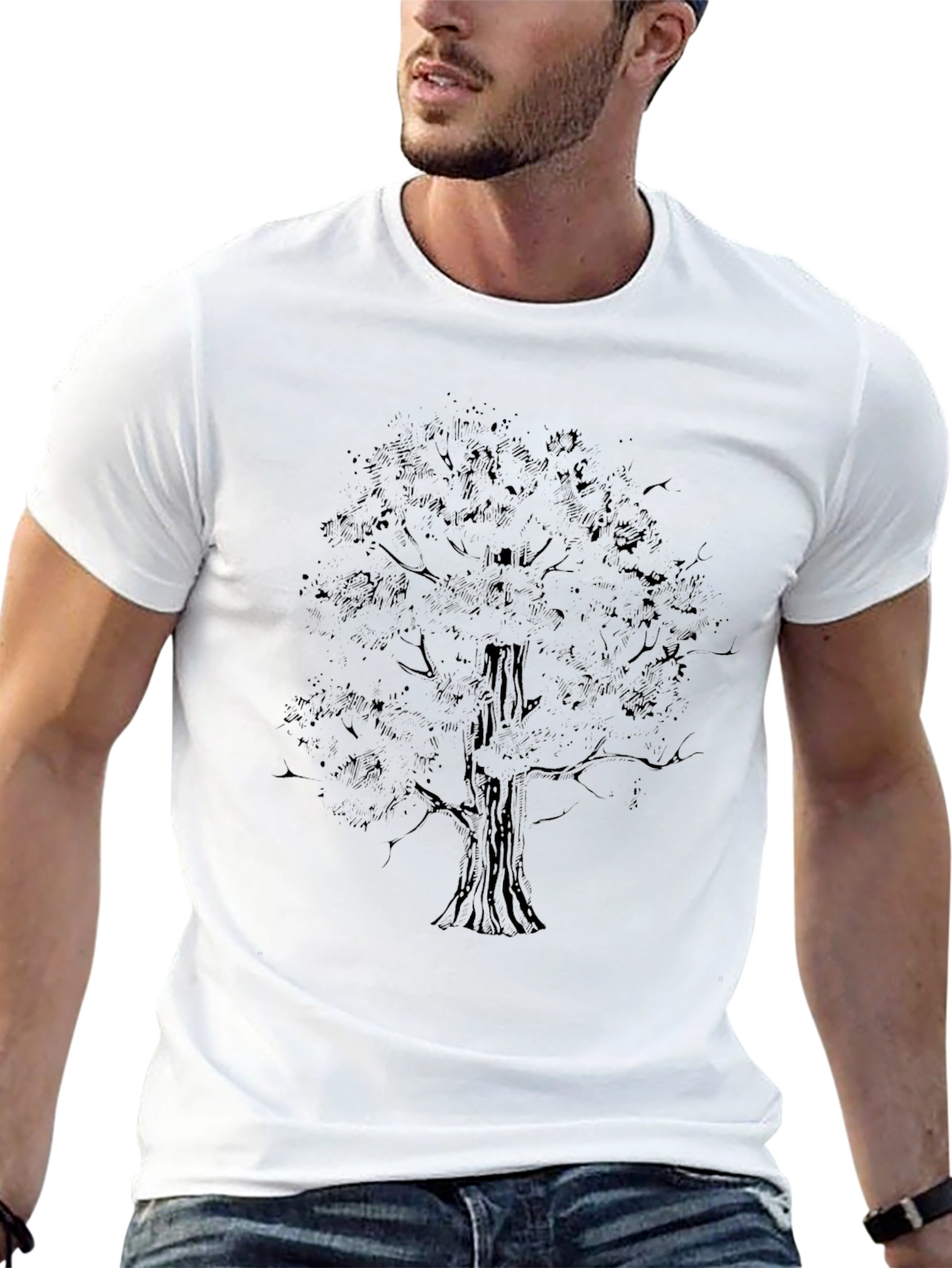 Black Tree Graphic Tee - Nature Inspired Menswear