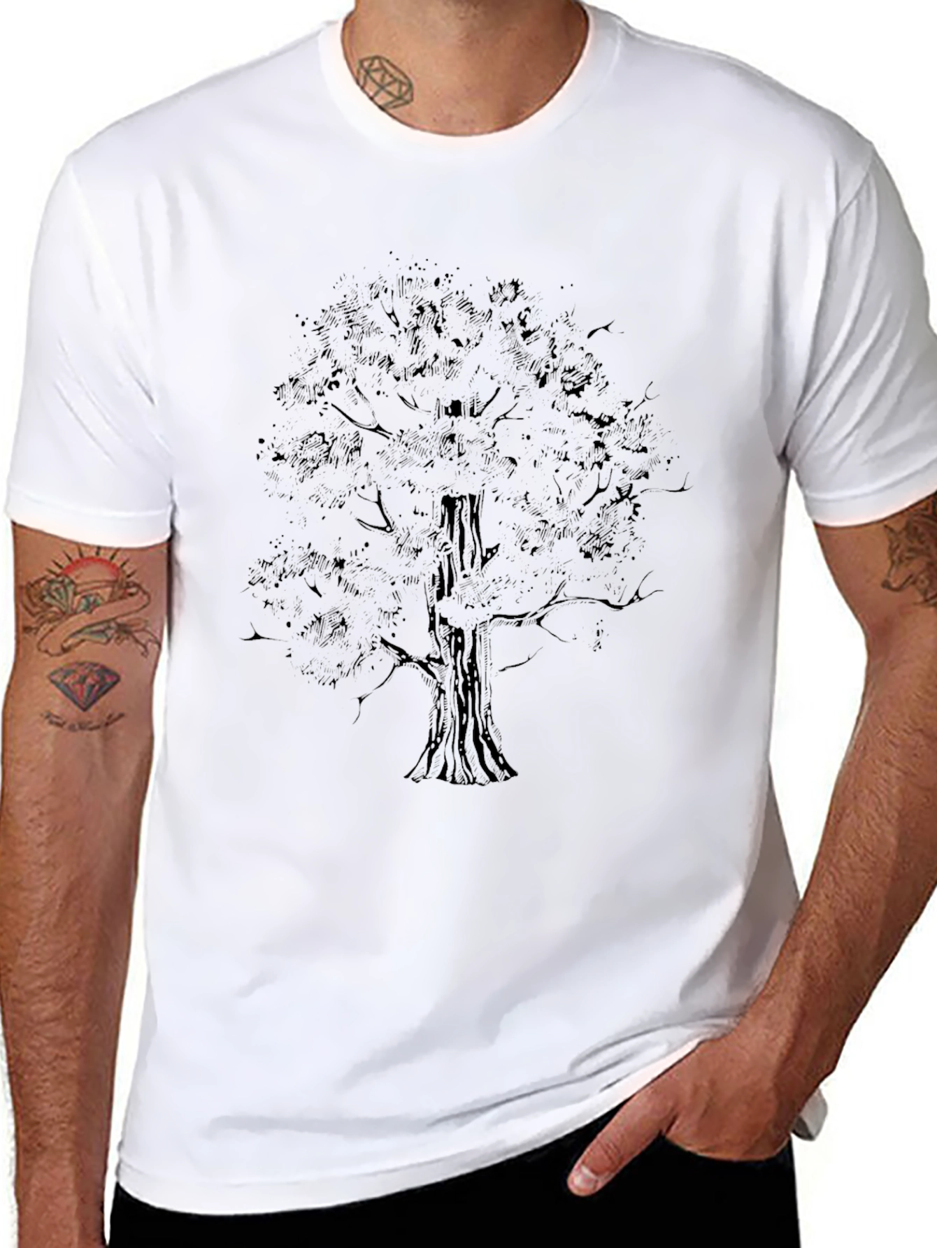 Black Tree Graphic Tee - Nature Inspired Menswear