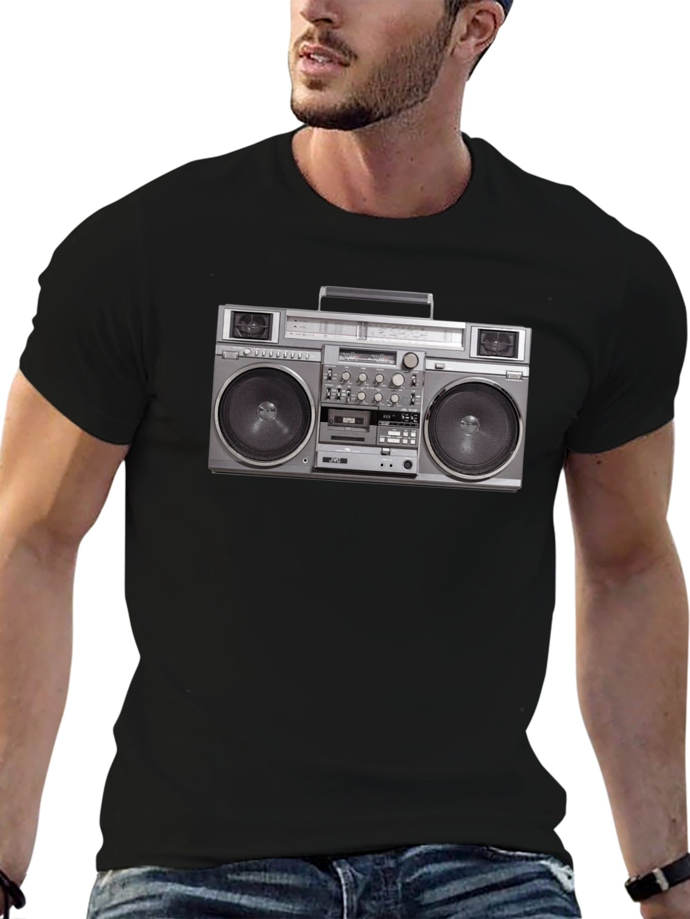 Retro Boombox Graphic Tee - Classic 80s Style