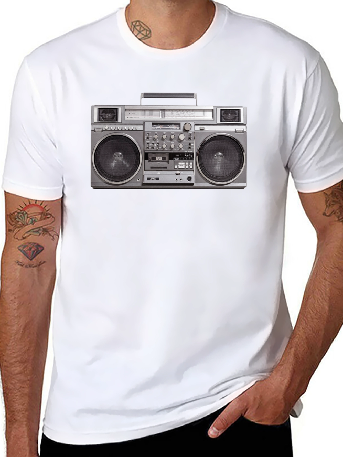 Retro Boombox Graphic Tee - Classic 80s Style