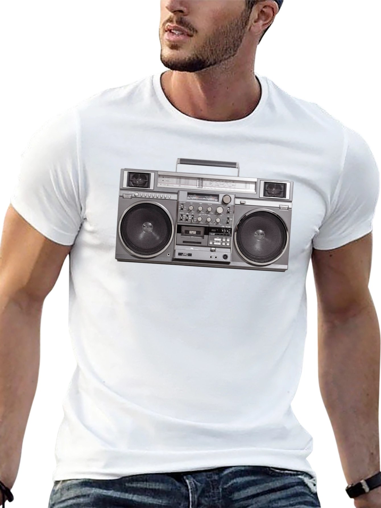 Retro Boombox Graphic Tee - Classic 80s Style