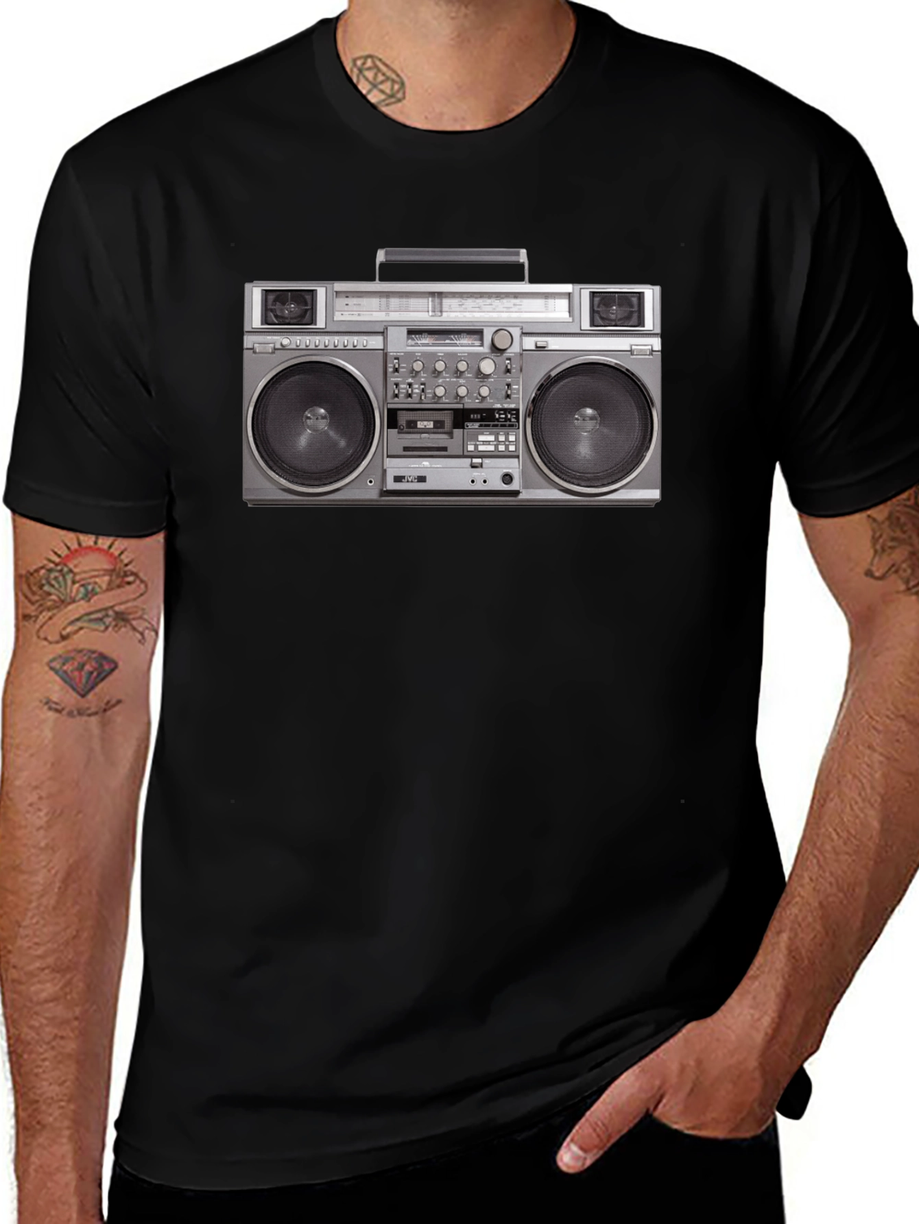 Retro Boombox Graphic Tee - Classic 80s Style