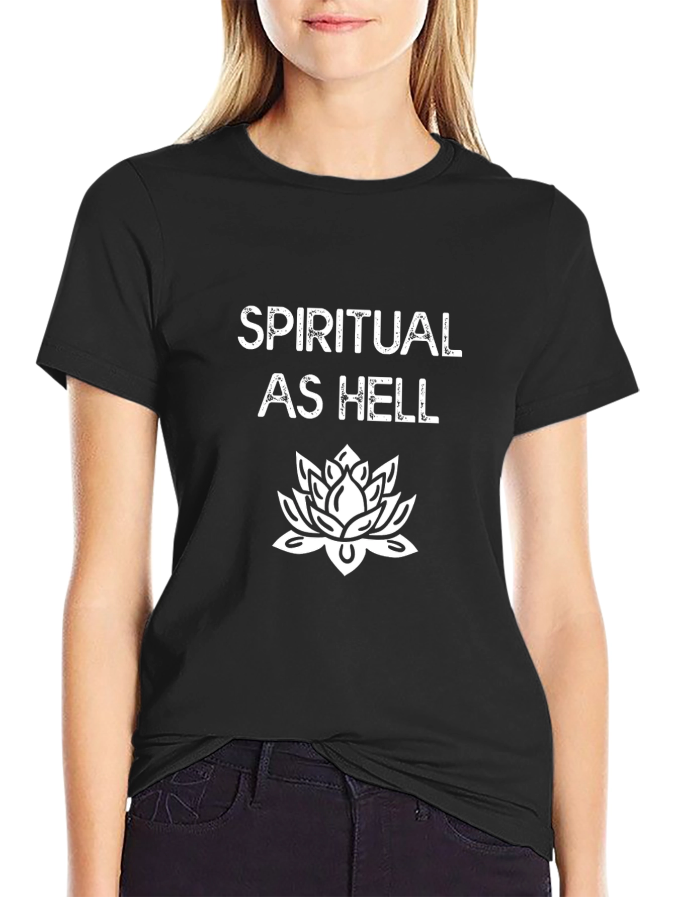 Spiritual As Hell T-Shirt Lotus Graphic Soft Cotton