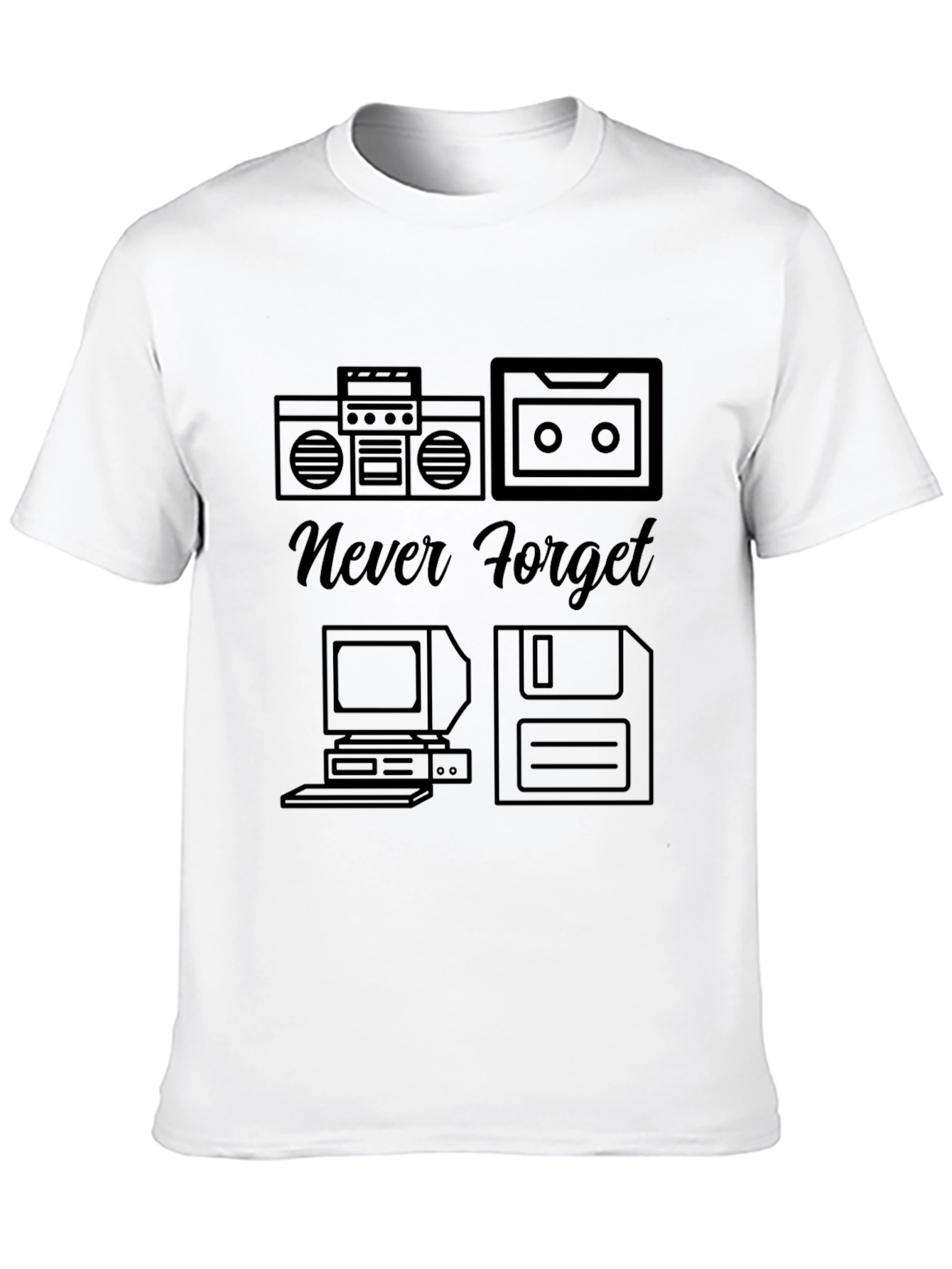 Never Forget Retro Tech Black T-Shirt