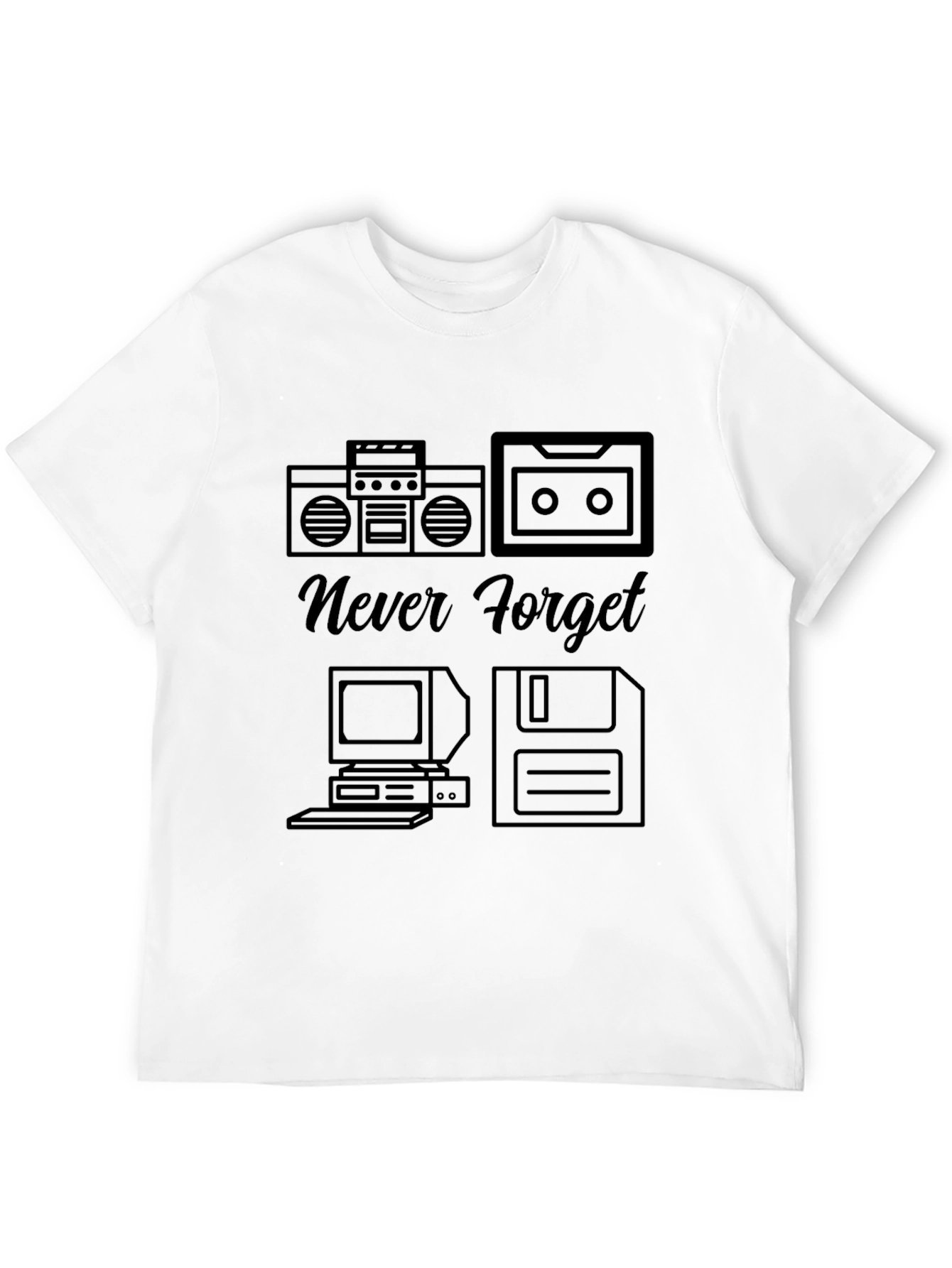 Never Forget Retro Tech Black T-Shirt