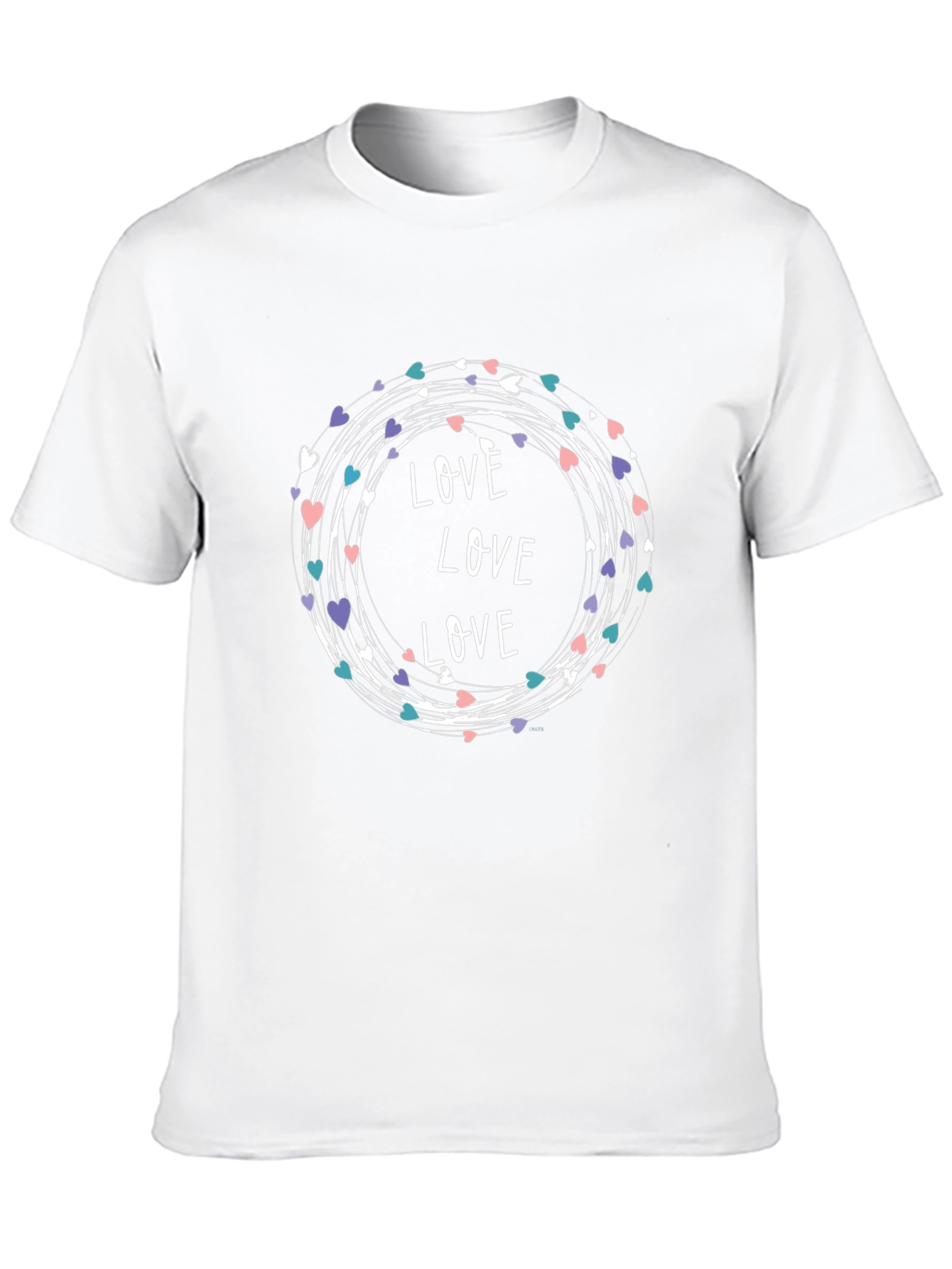 Love Heart Wreath Graphic Print T-Shirt - Black