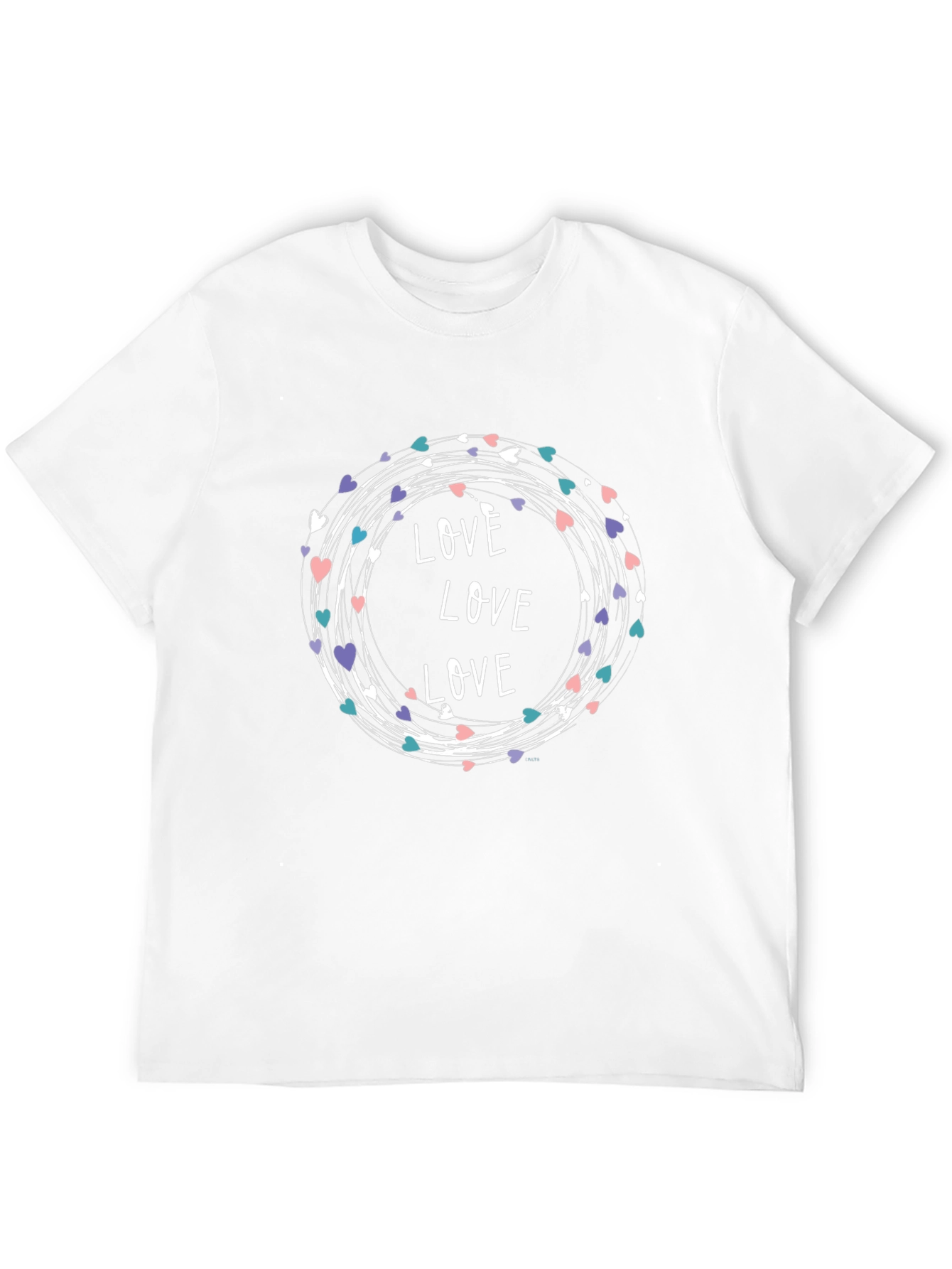 Love Heart Wreath Graphic Print T-Shirt - Black