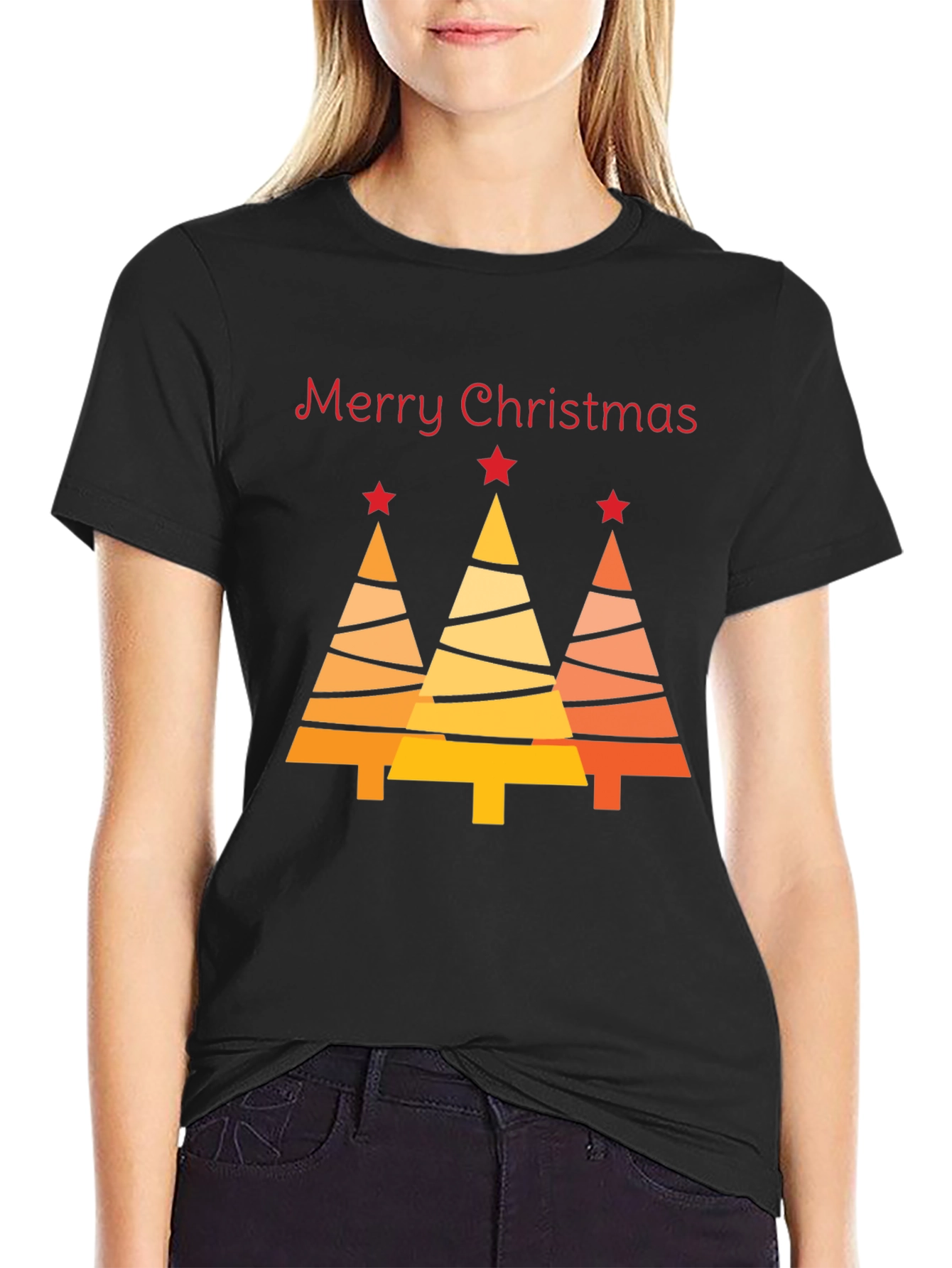 Festive Merry Christmas Tree Graphic Tee - Holiday Season