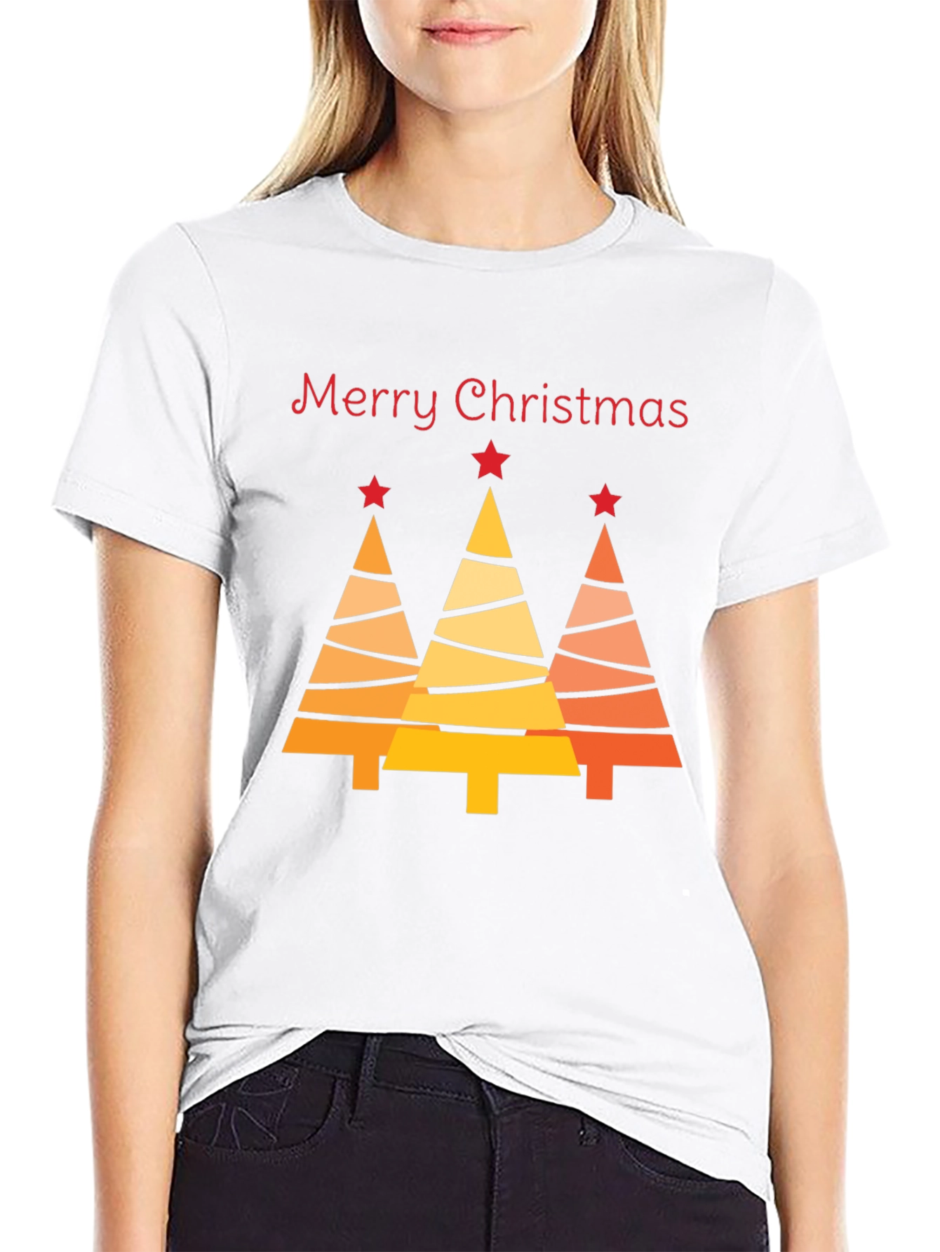 Festive Merry Christmas Tree Graphic Tee - Holiday Season