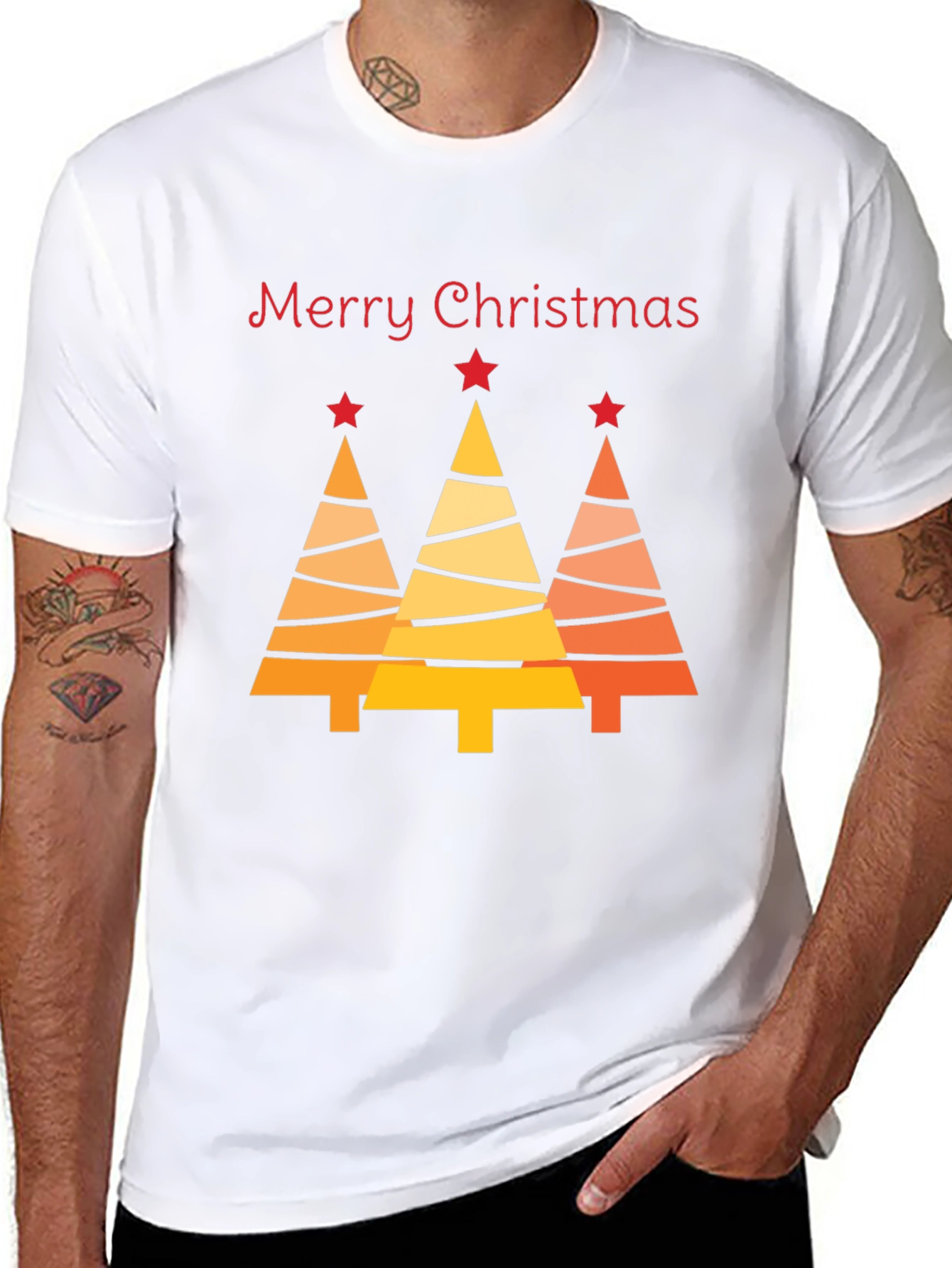Festive Merry Christmas Tree Graphic Tee - Holiday Season