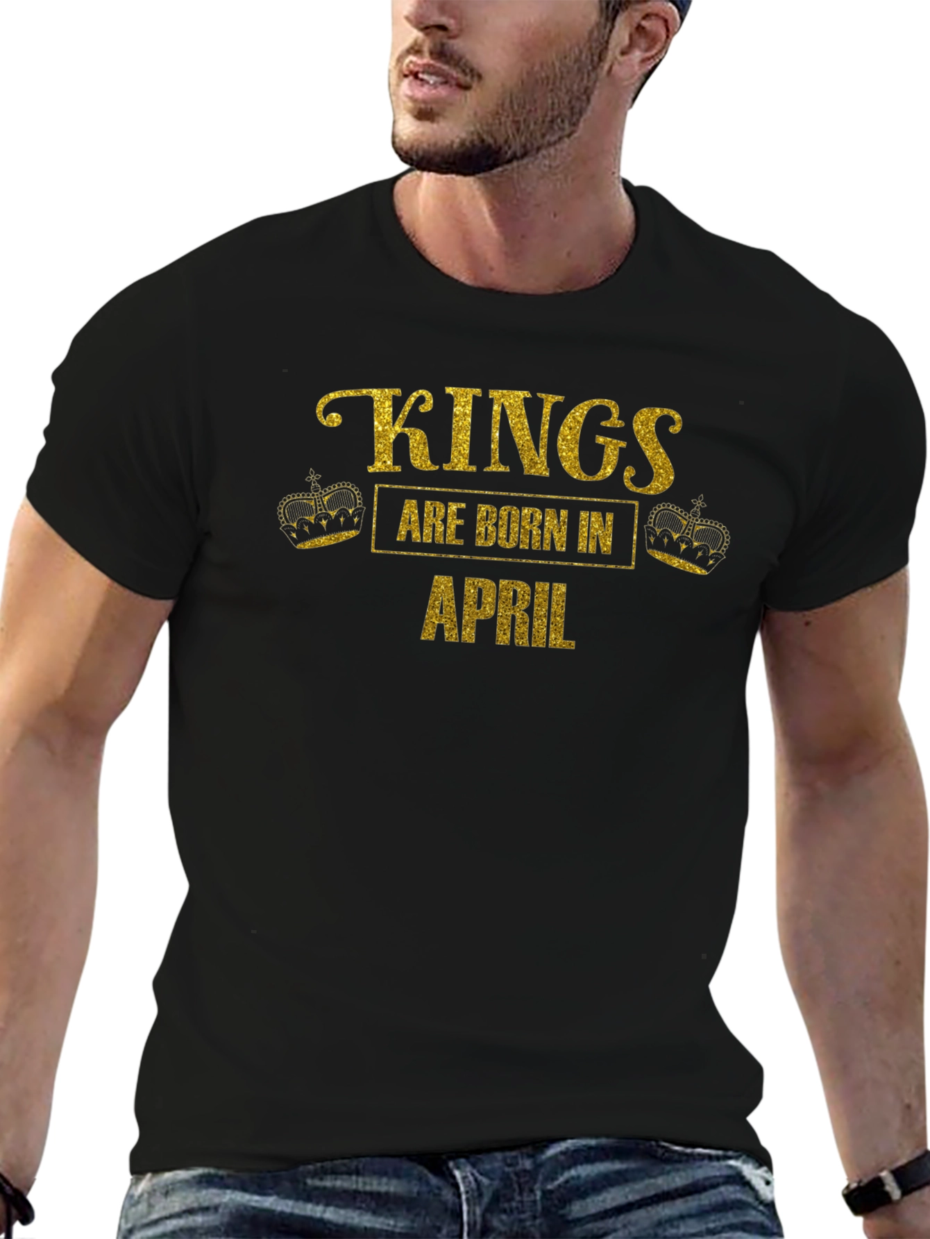 Kings Are Born In April Black T-Shirt