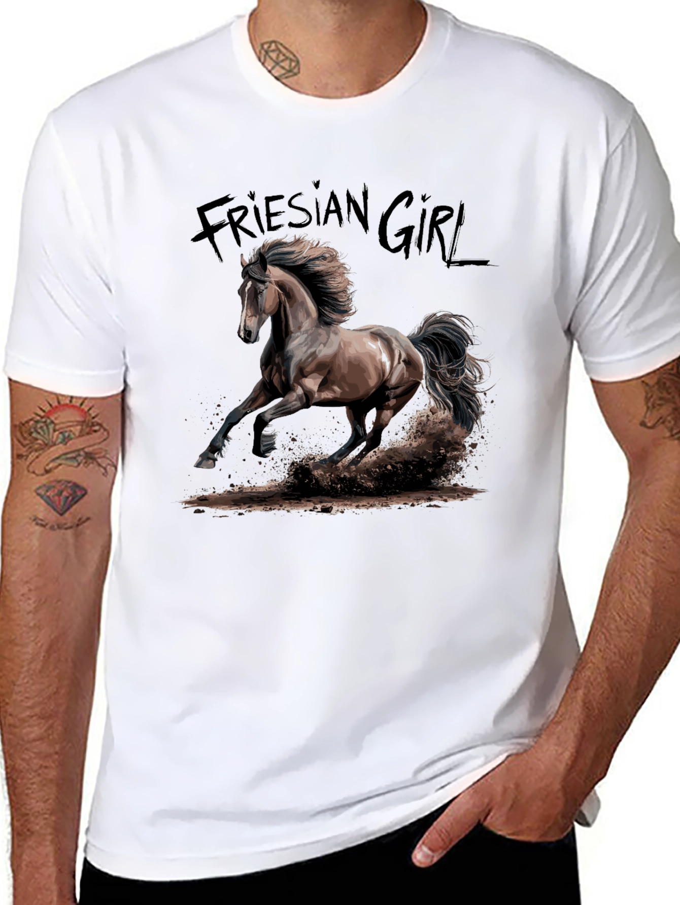 Friesian Girl Horse T-Shirt - Equestrian Style