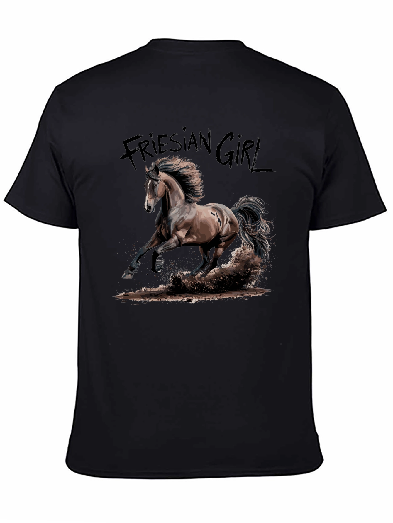 Friesian Girl Horse T-Shirt - Equestrian Style
