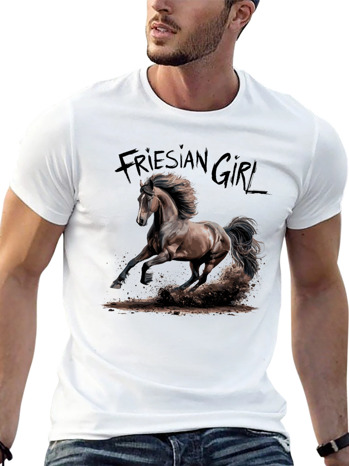 Friesian Girl Horse T-Shirt - Equestrian Style