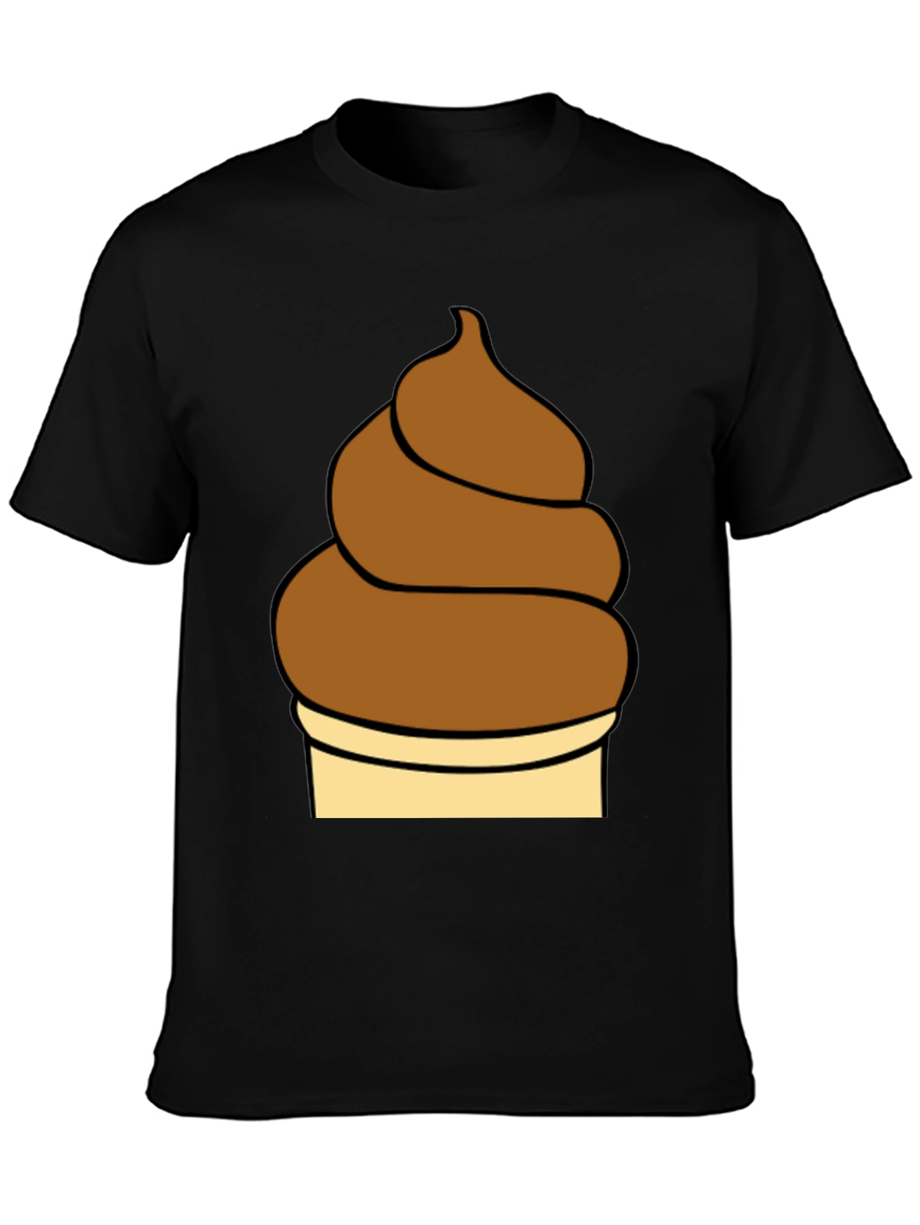 Novelty Brown Swirl Graphic Black T-Shirt