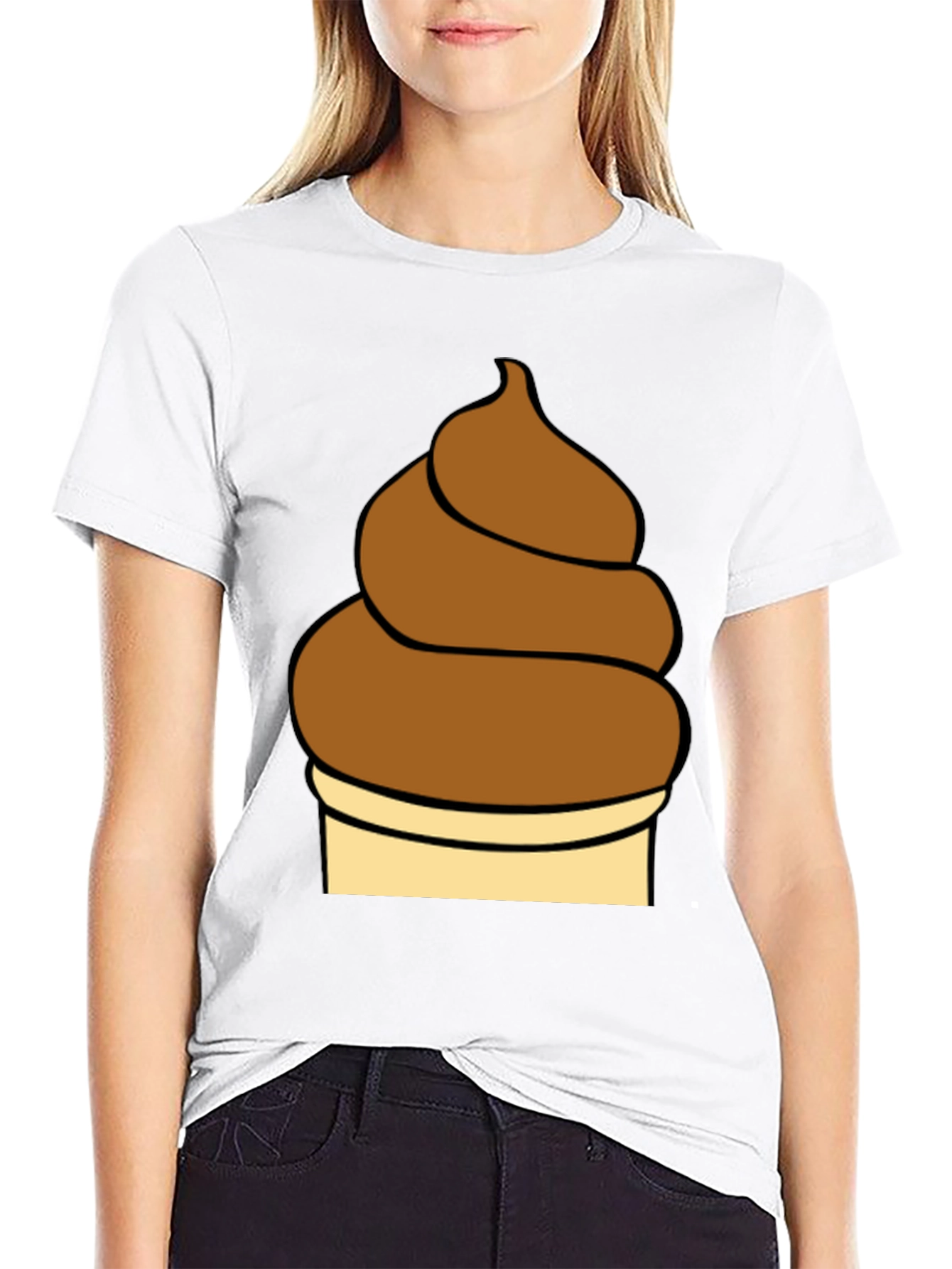 Novelty Brown Swirl Graphic Black T-Shirt