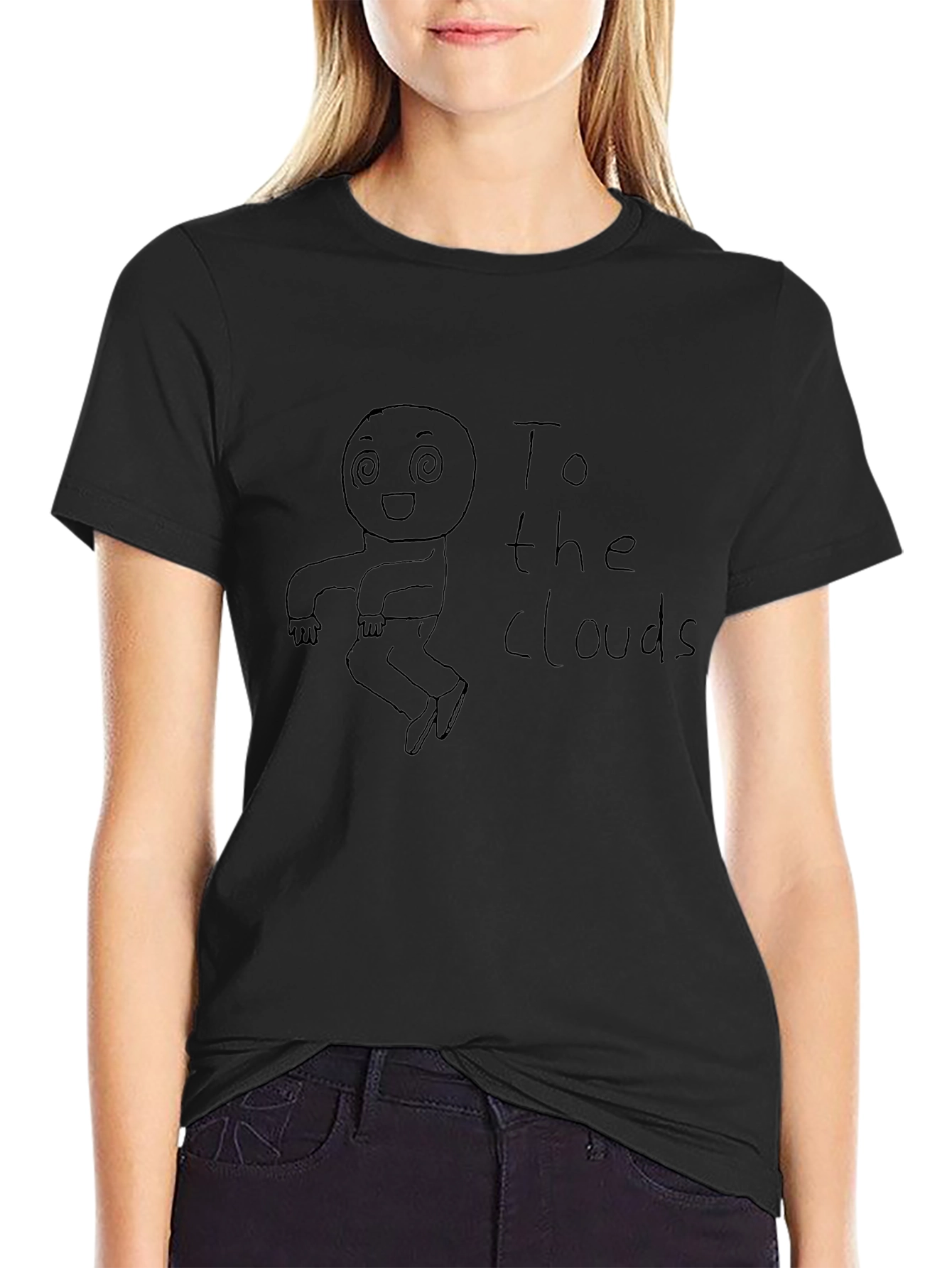 Whimsical To The Clouds Graphic Tee - Black