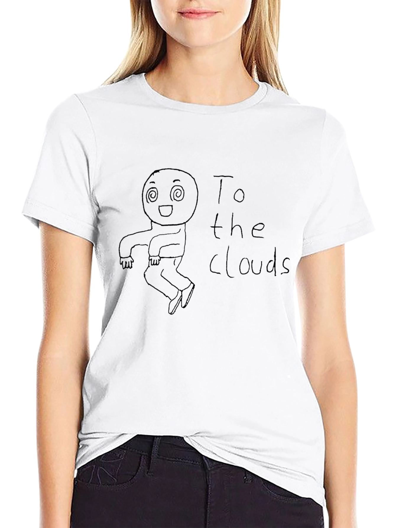 Whimsical To The Clouds Graphic Tee - Black