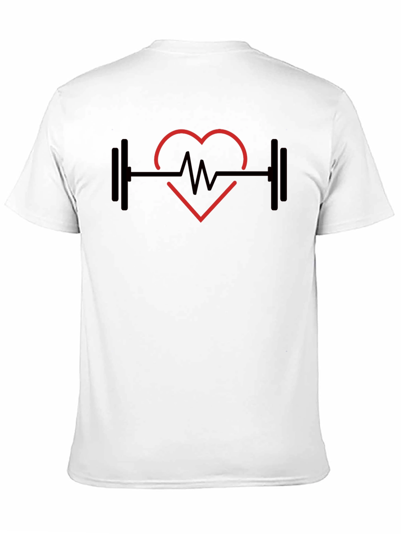 Heartbeat Barbell Black T-Shirt - Workout Fitness Tee