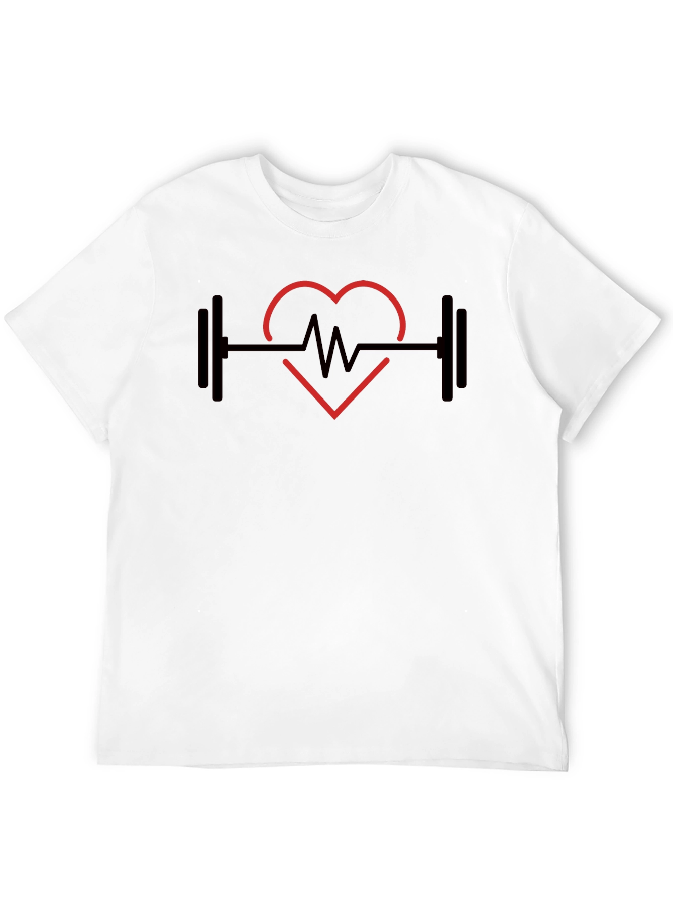 Heartbeat Barbell Black T-Shirt - Workout Fitness Tee