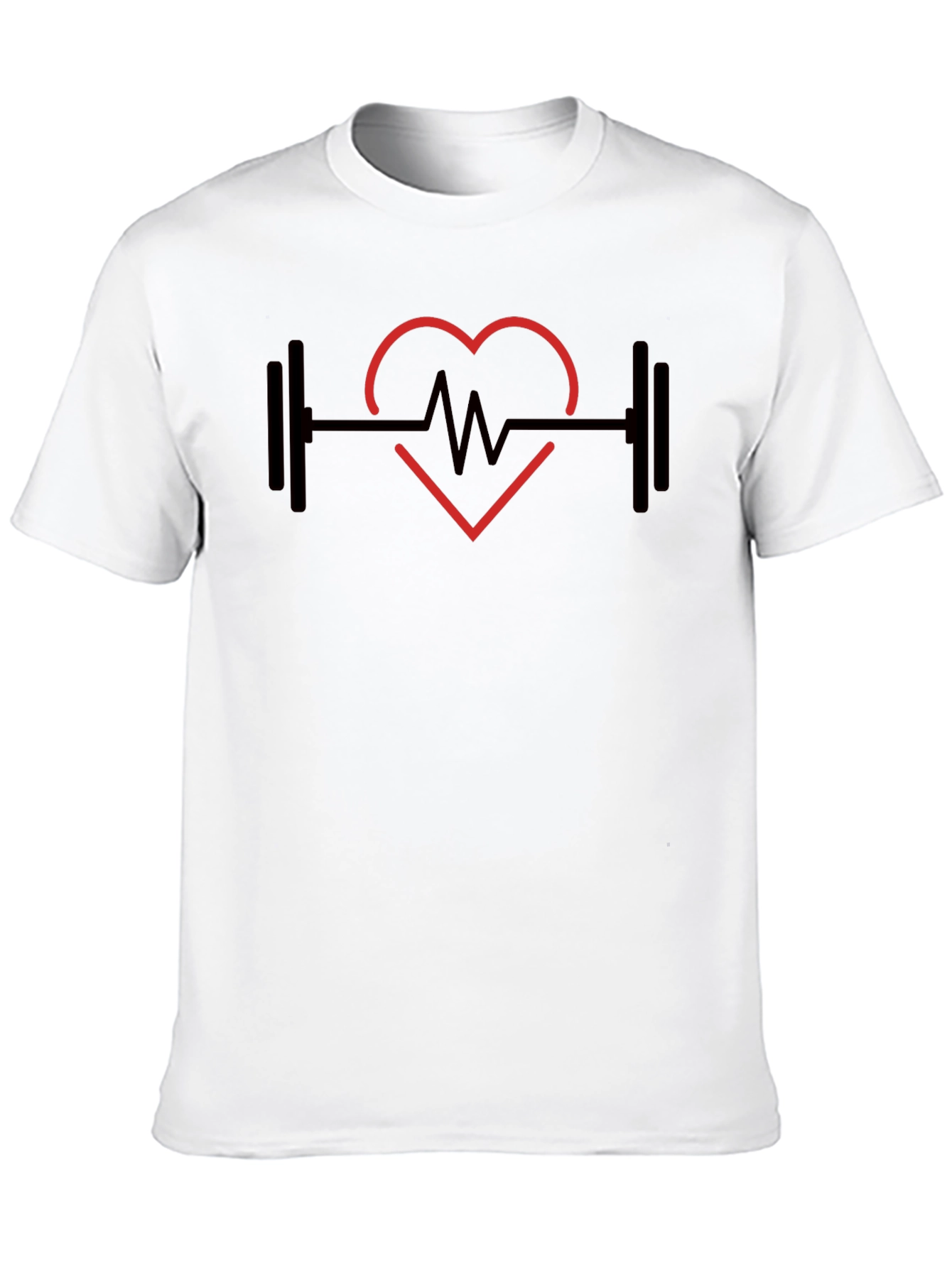Heartbeat Barbell Black T-Shirt - Workout Fitness Tee