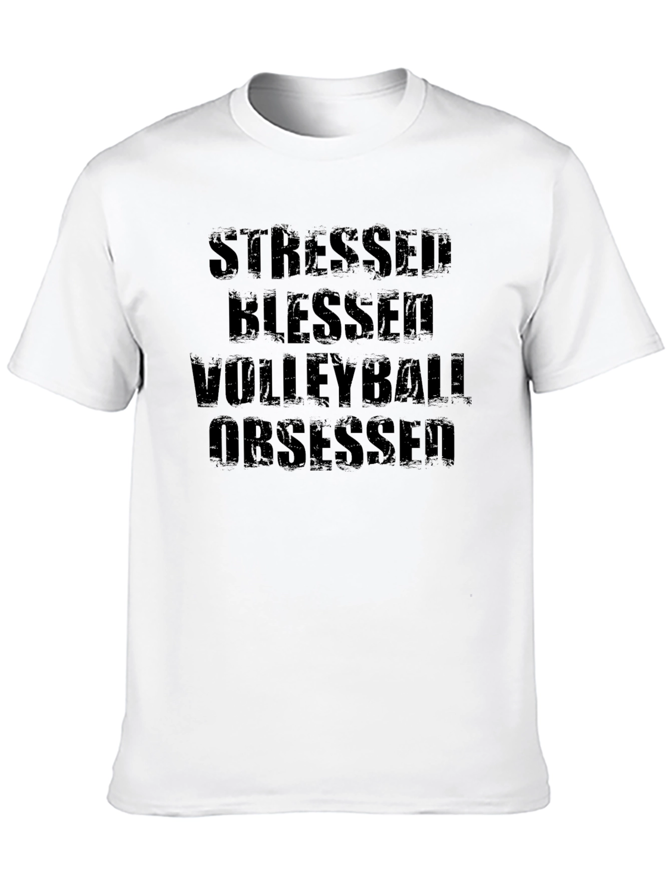 Stressed Blessed Volleyball Obsessed Black T-Shirt