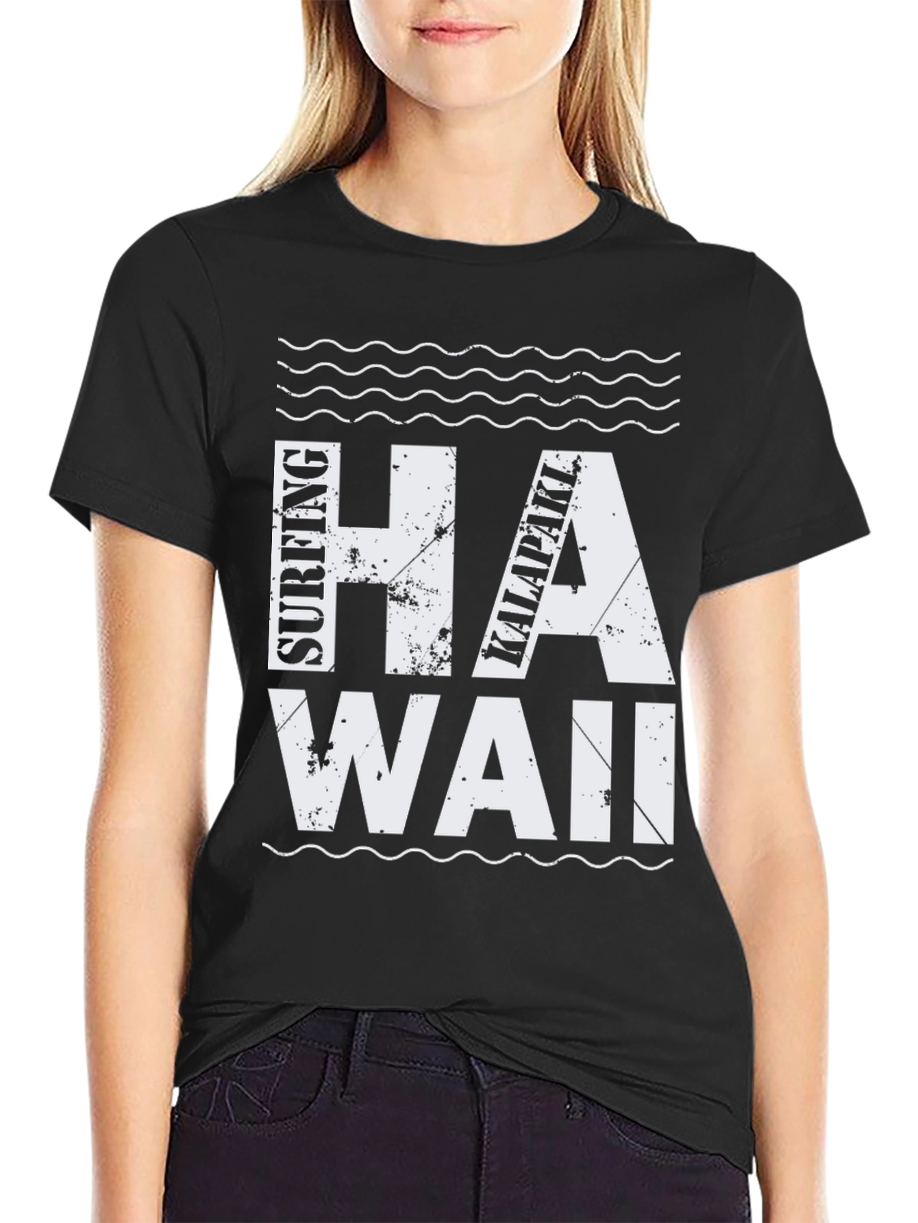 Surfing Hawaii Kalapaki T-Shirt - Black