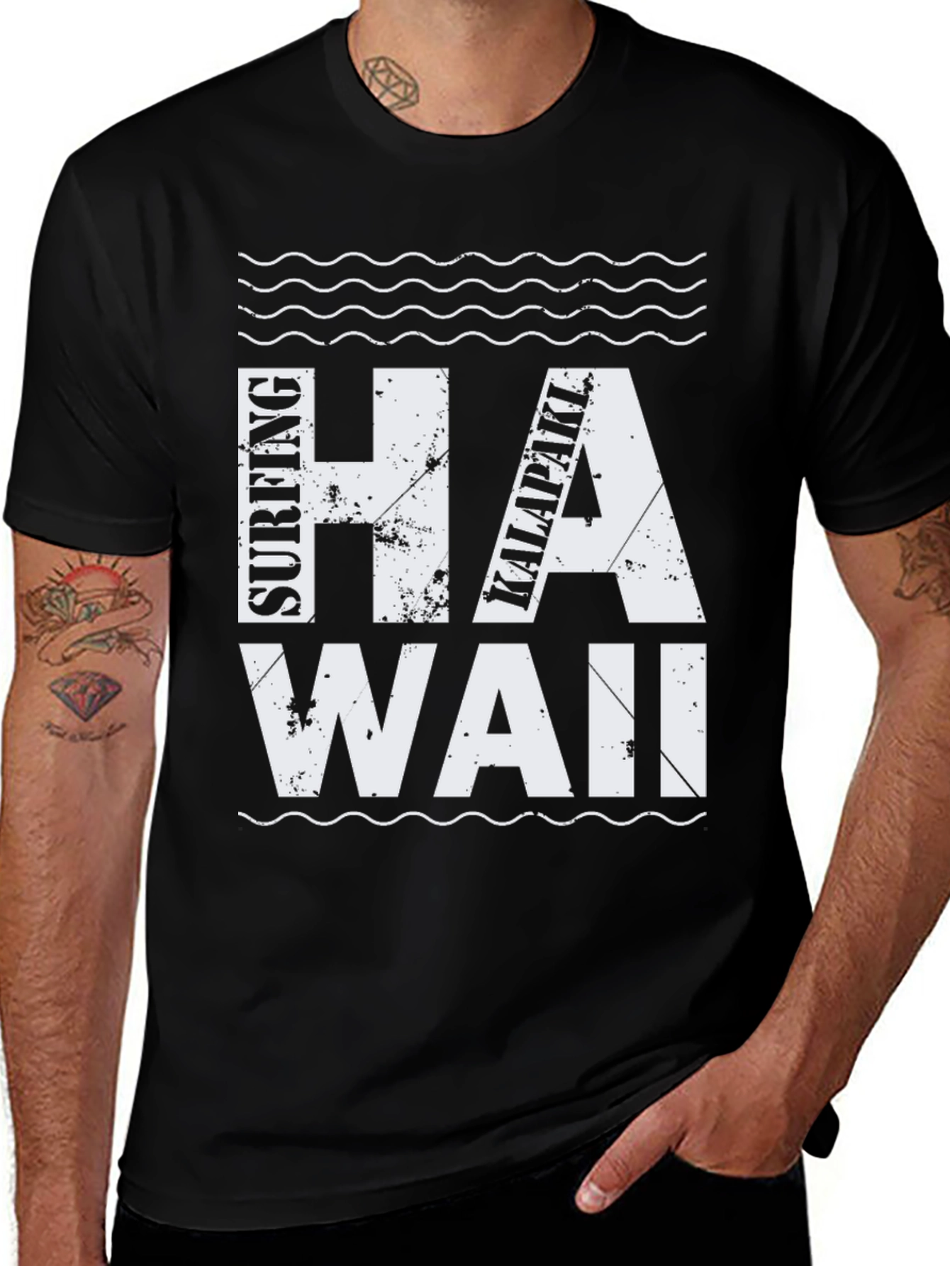 Surfing Hawaii Kalapaki T-Shirt - Black