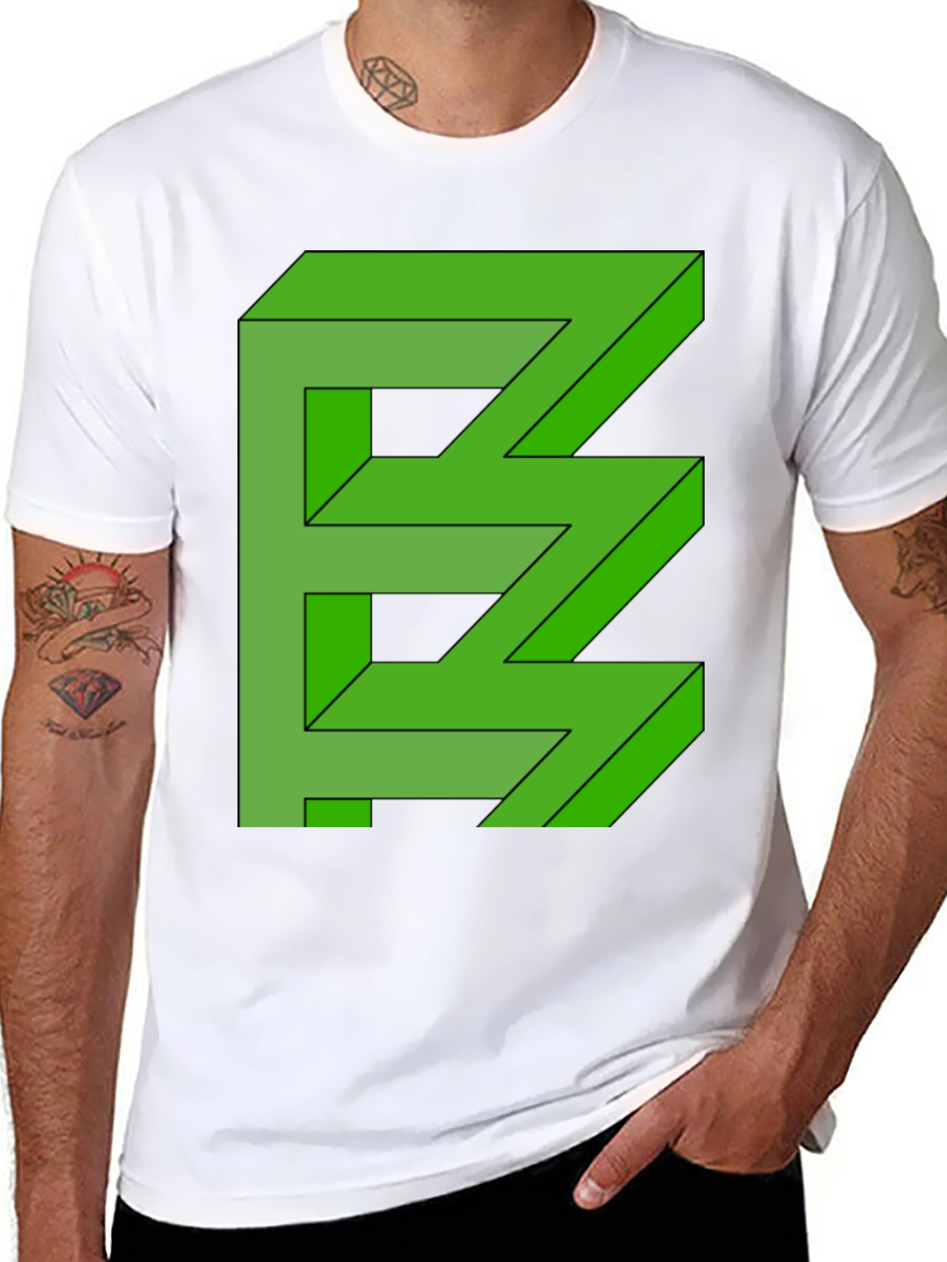 Optical Illusion Graphic Tee - Stylish Mens Black T-Shirt
