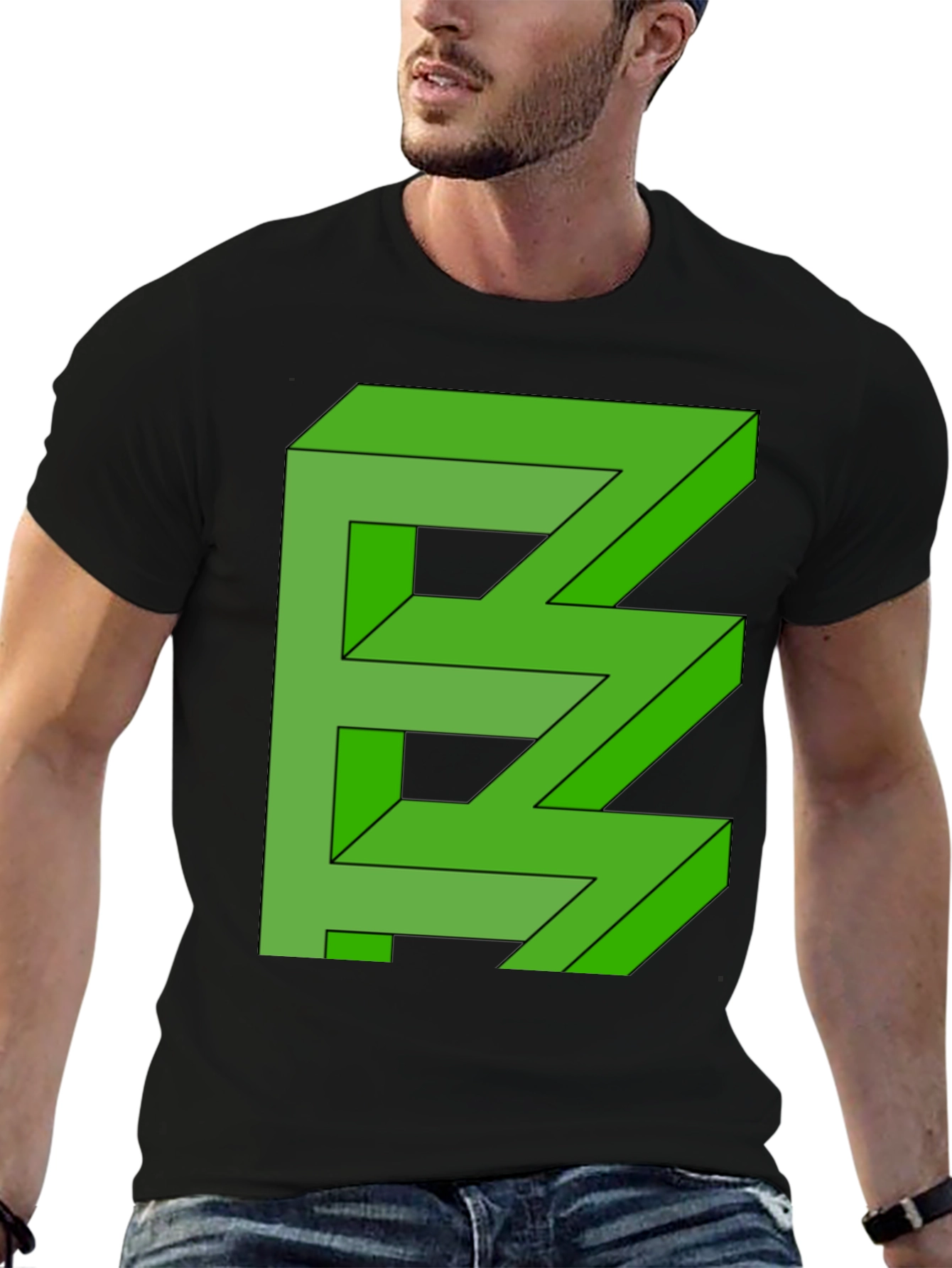 Optical Illusion Graphic Tee - Stylish Mens Black T-Shirt