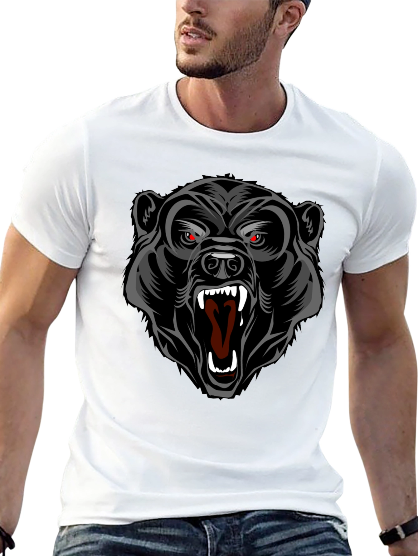 Black Bear Graphic T-Shirt - Bold Animal Print