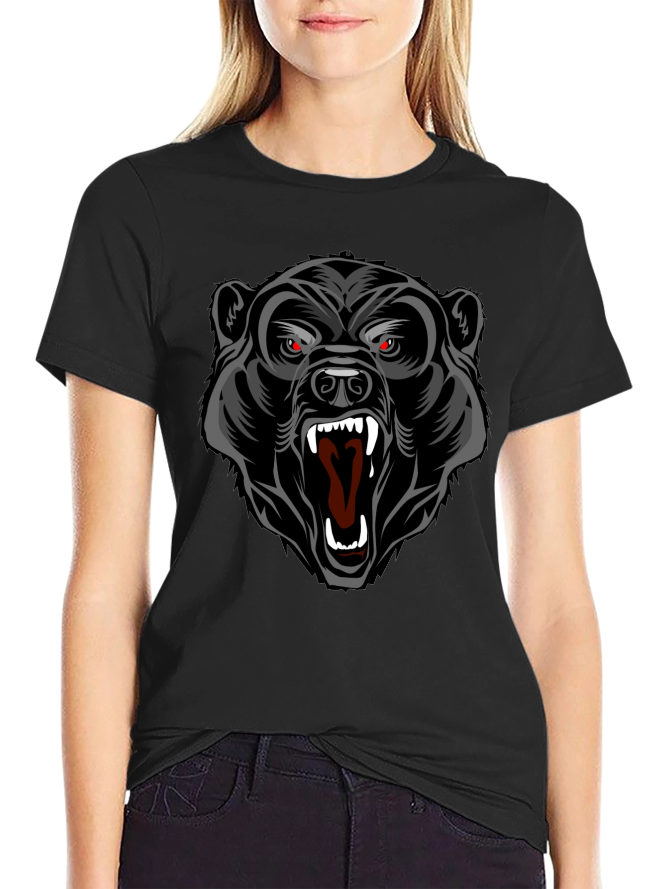 Black Bear Graphic T-Shirt - Bold Animal Print