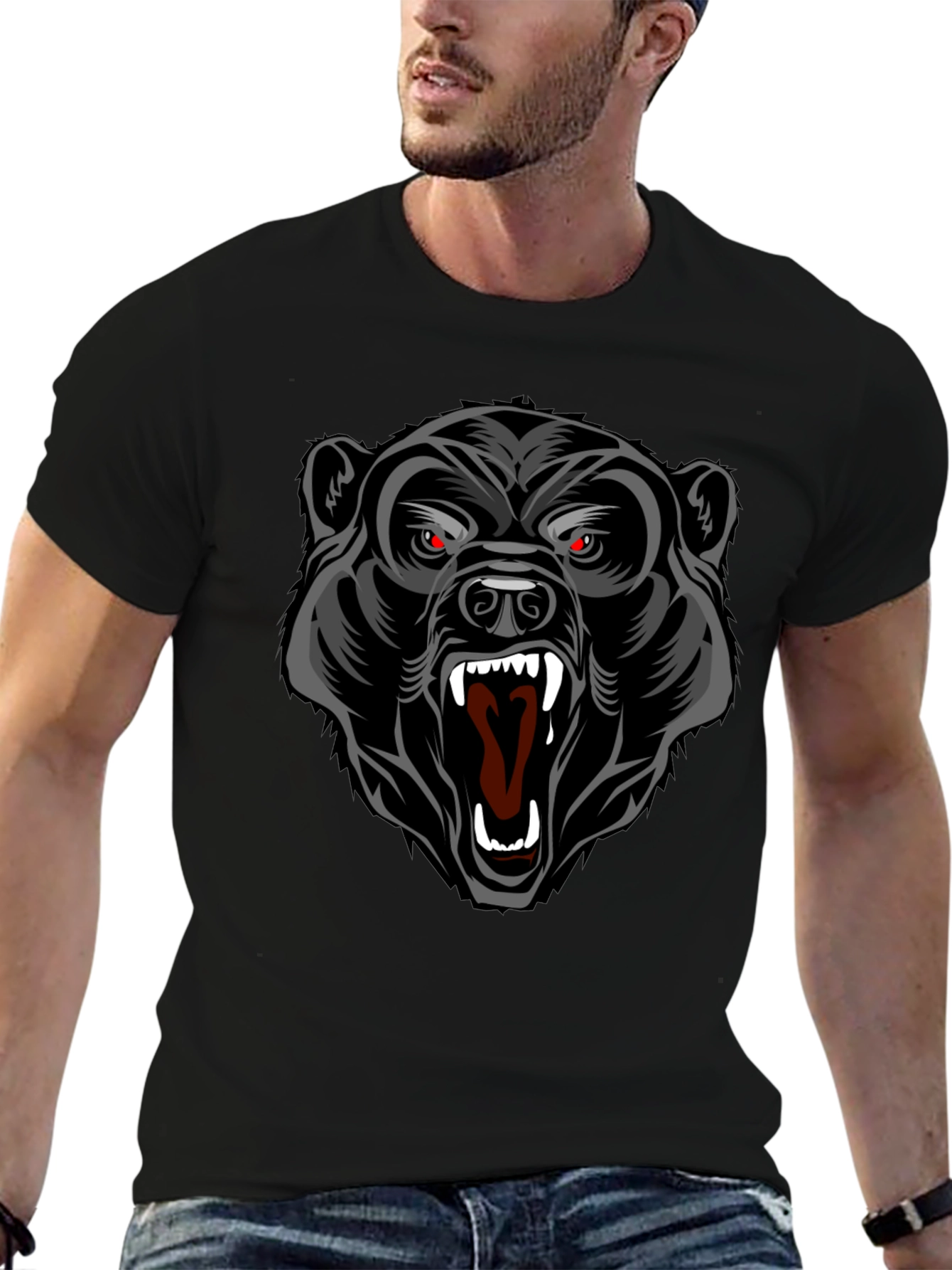 Black Bear Graphic T-Shirt - Bold Animal Print