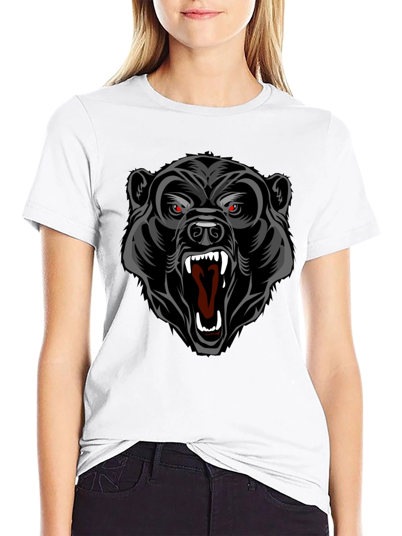 Black Bear Graphic T-Shirt - Bold Animal Print