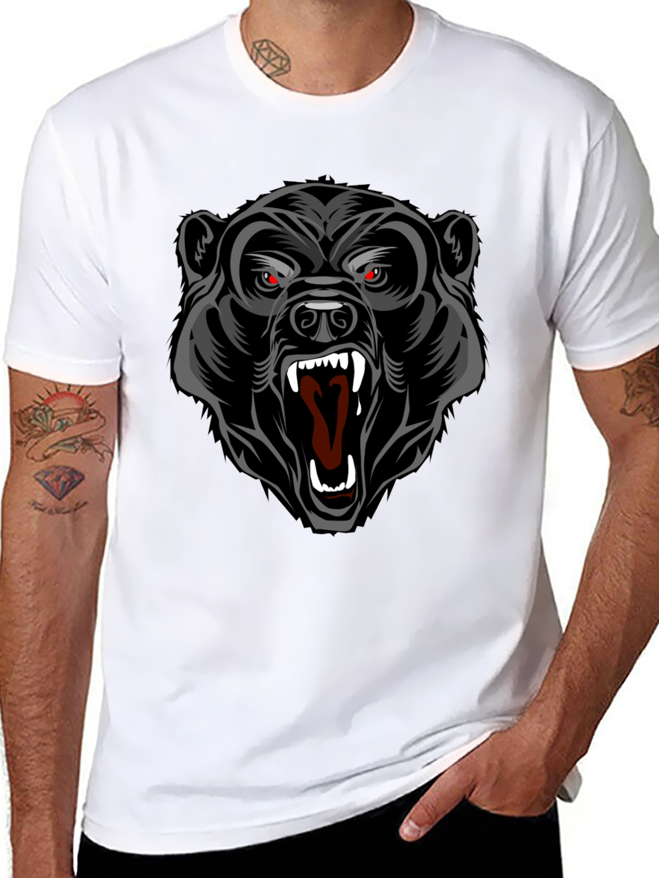 Black Bear Graphic T-Shirt - Bold Animal Print