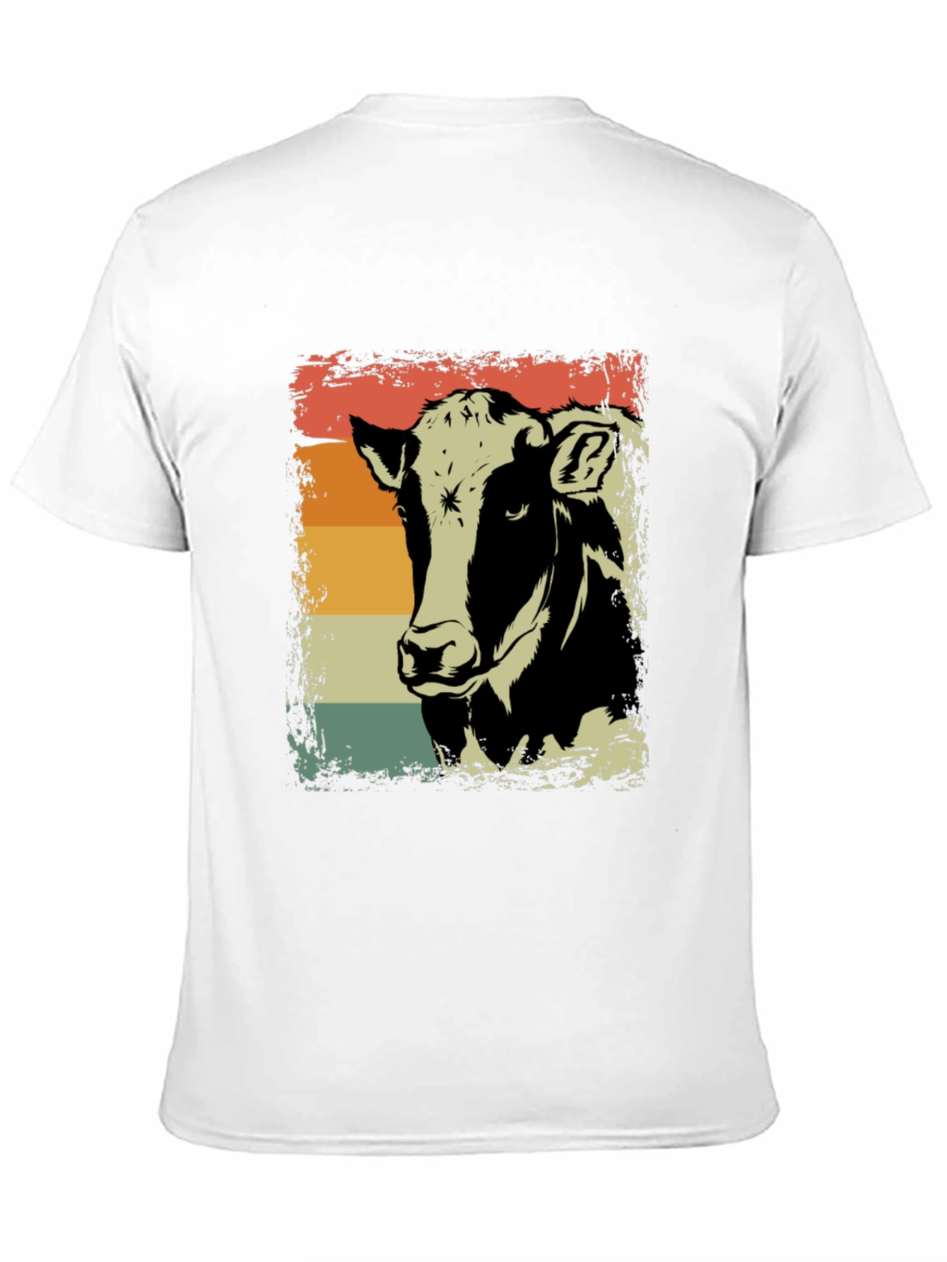 Retro Cow Graphic Tee - Black Cotton Shirt