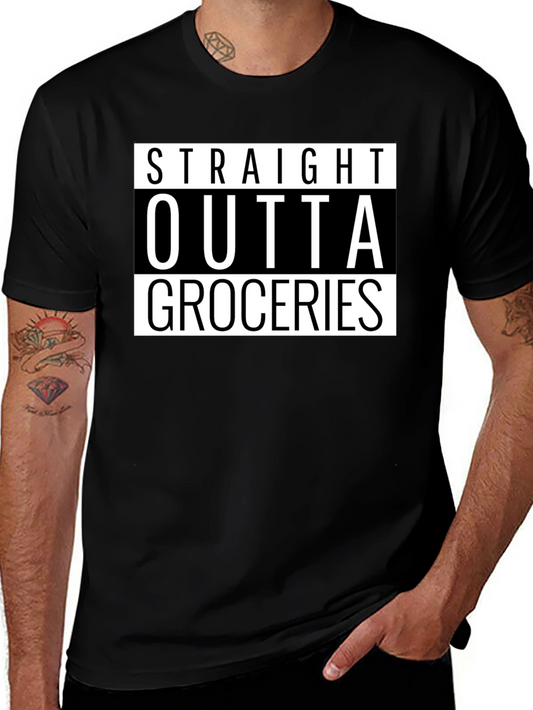 Straight Outta Groceries - Novelty Graphic T-Shirt