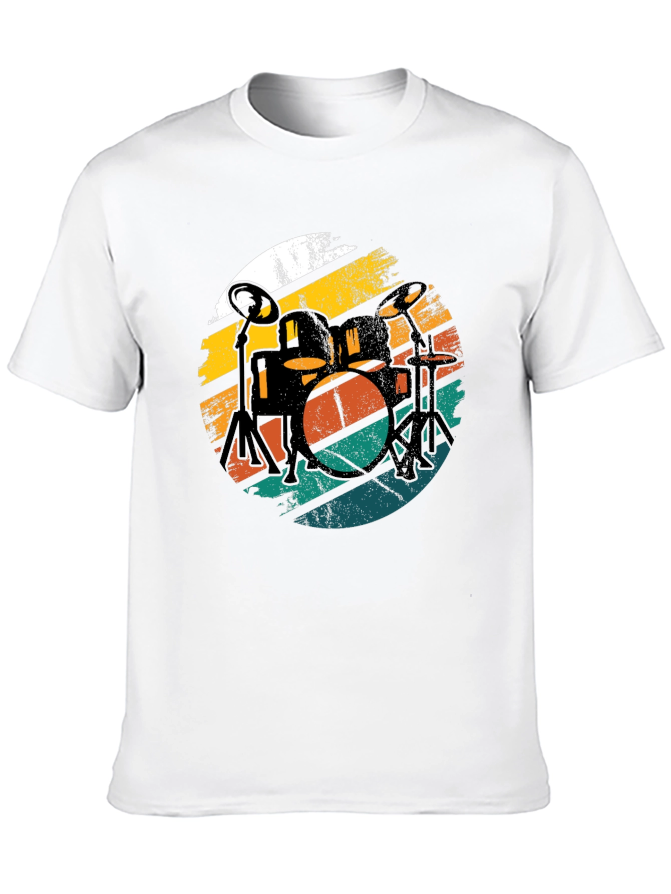 Retro Drum Set Black Graphic Tee