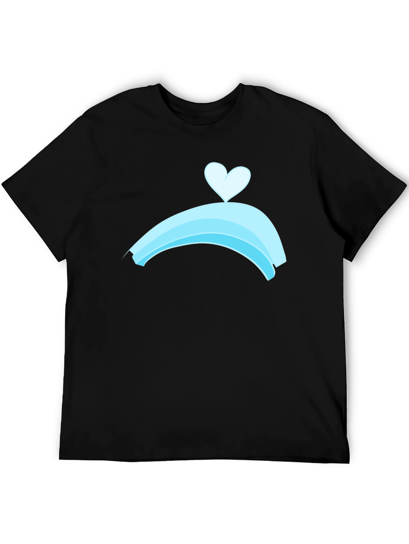 Black T-Shirt with Blue Rainbow Heart Design