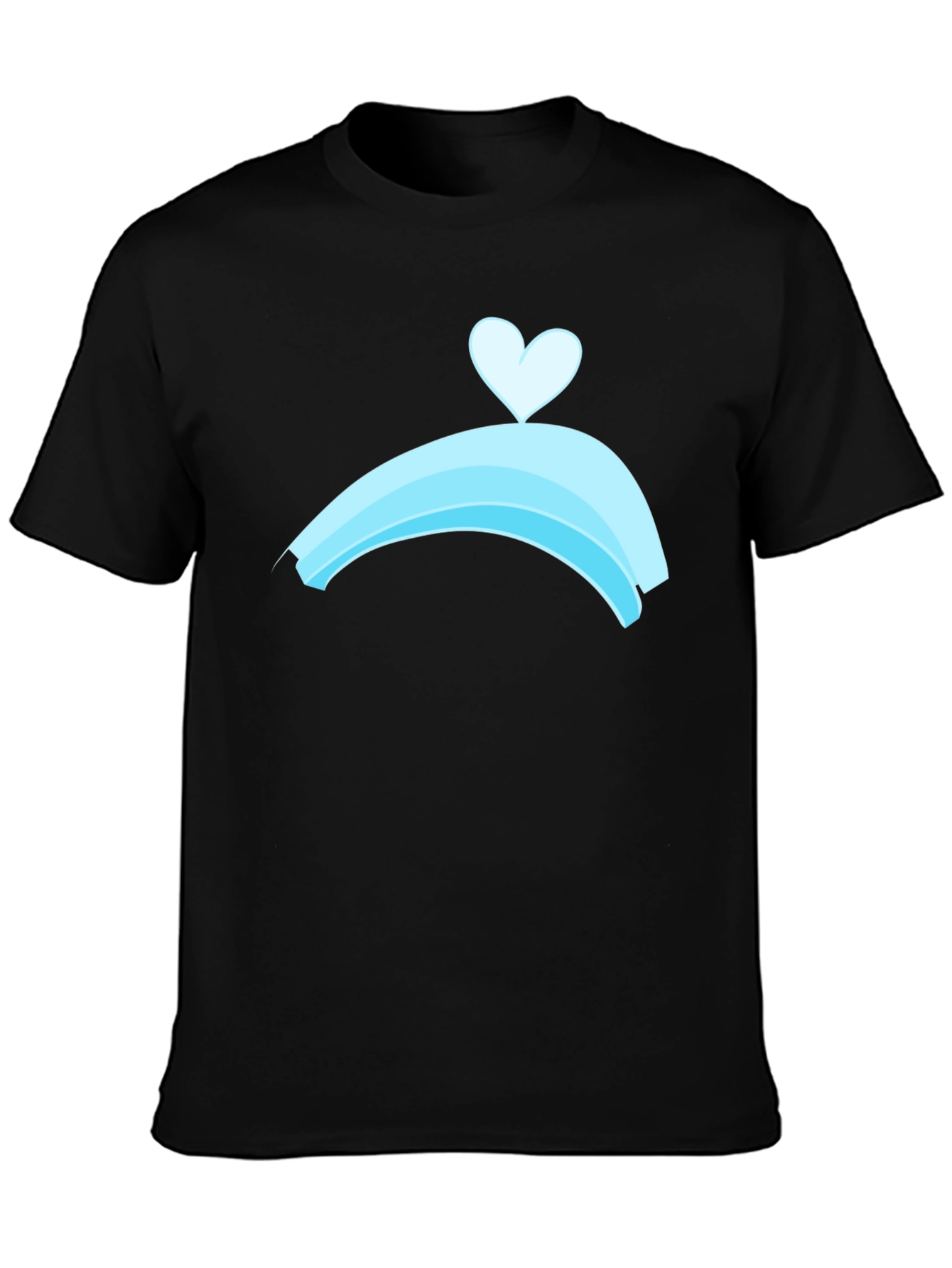 Black T-Shirt with Blue Rainbow Heart Design