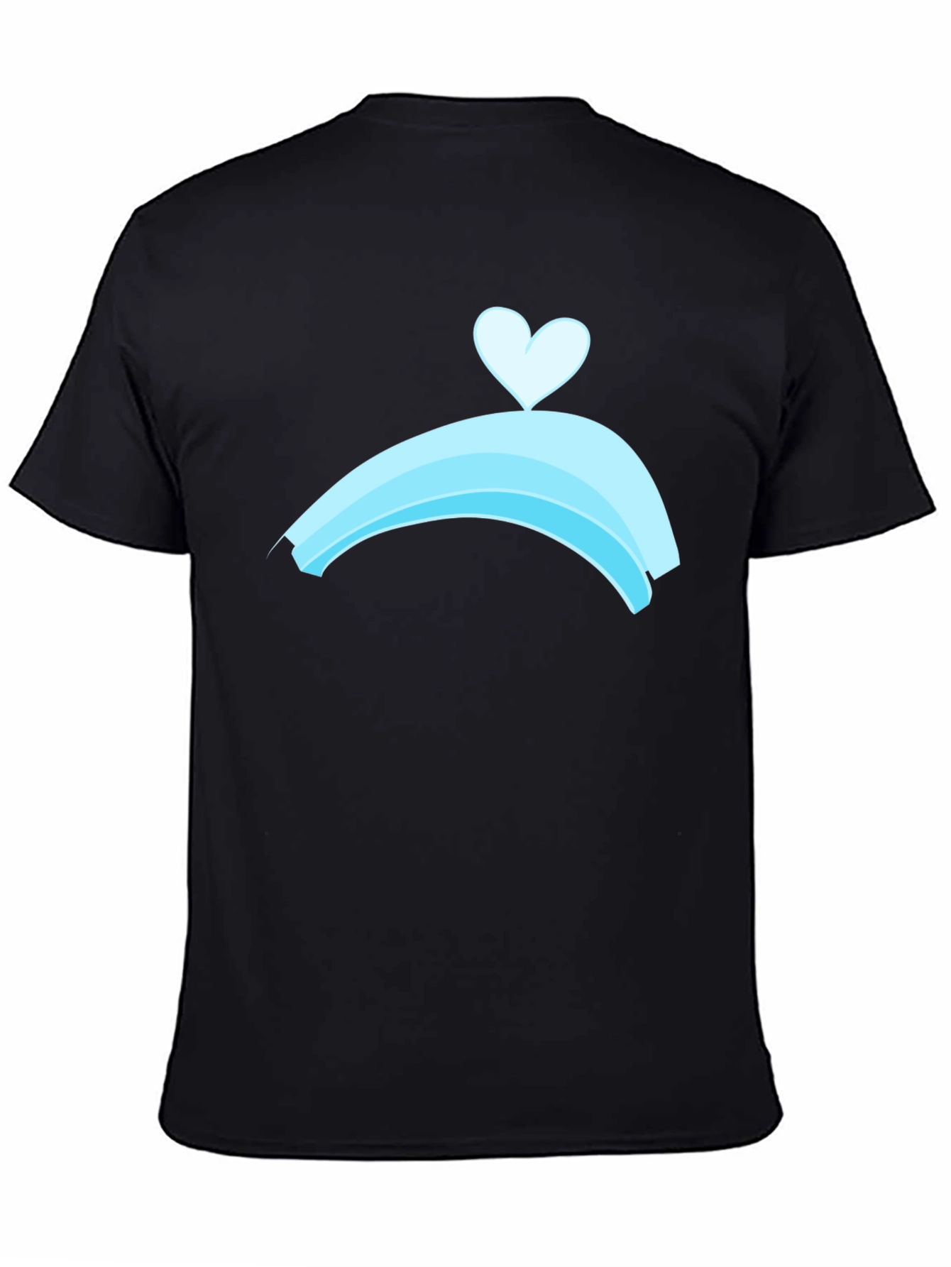 Black T-Shirt with Blue Rainbow Heart Design