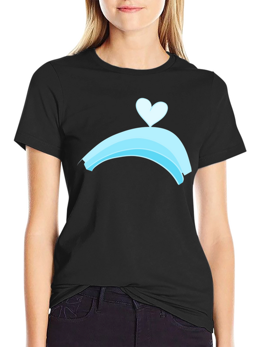 Black T-Shirt with Blue Rainbow Heart Design