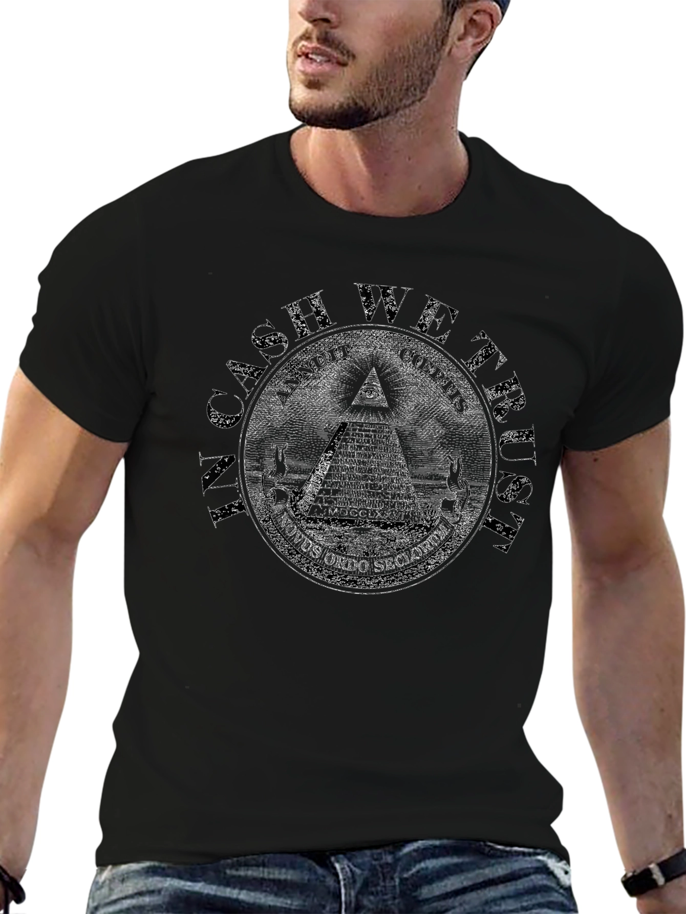 Illuminati Pyramid Graphic Tee - Black Cotton T-Shirt