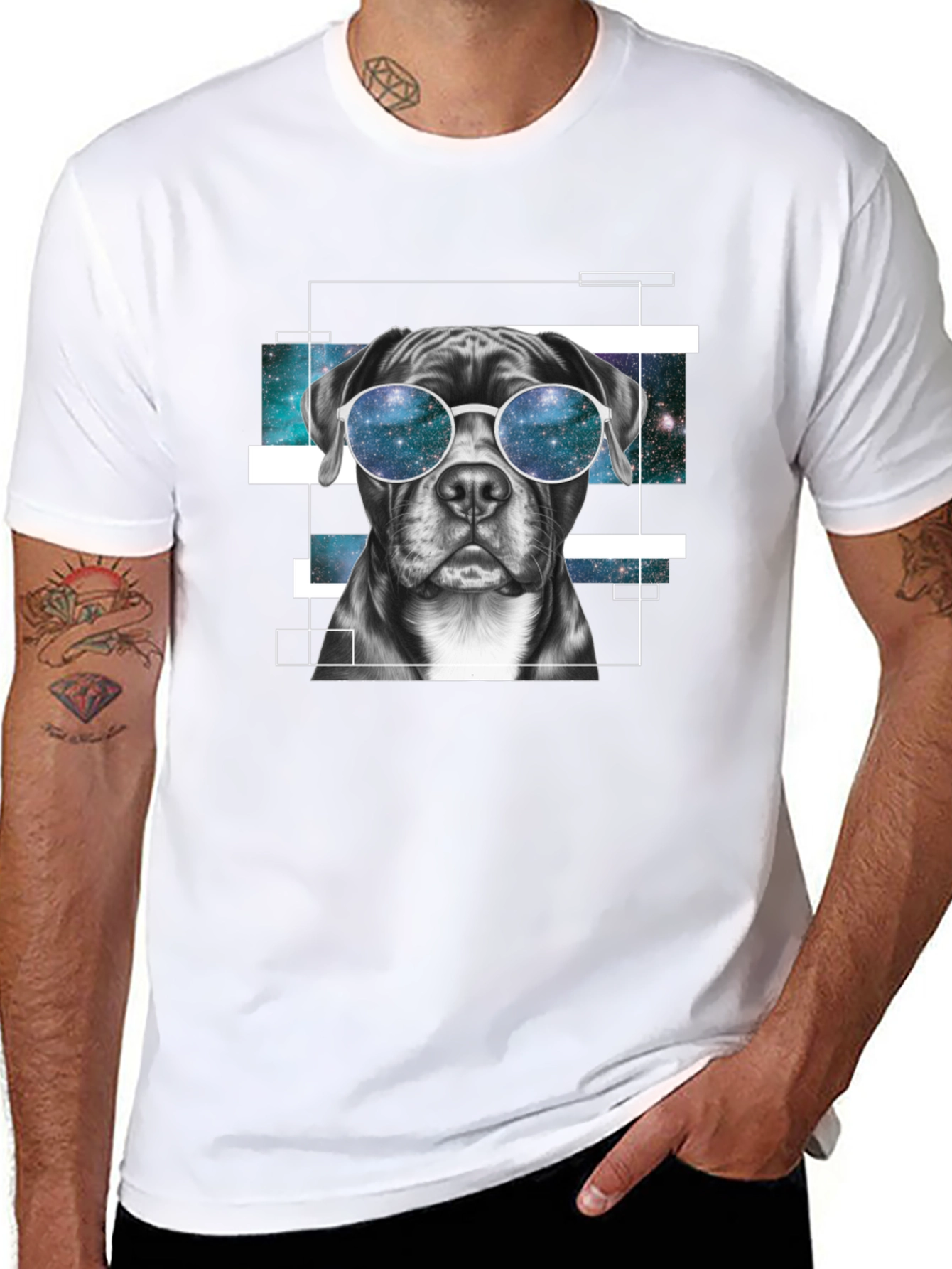 Cool Dog Galaxy Sunglasses Graphic T-Shirt